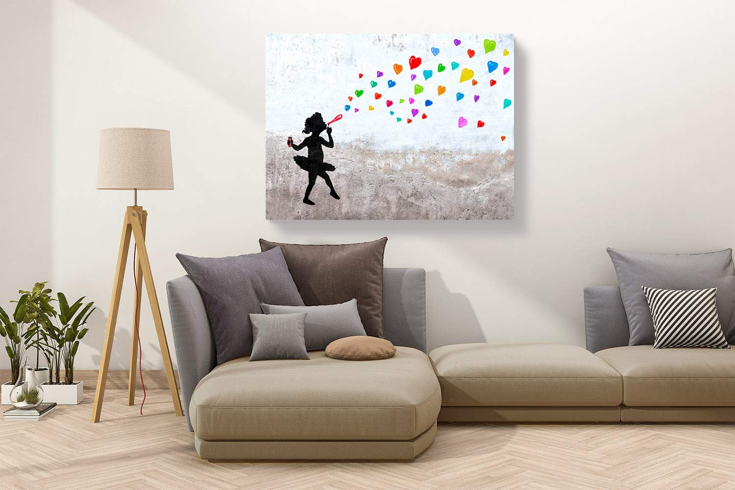Masterfunk Collective Love Bubbles Graffiti Street Art Canvas Print - 47x35 Inch Modern Wall Decor for Living Room, Bedroom & Office