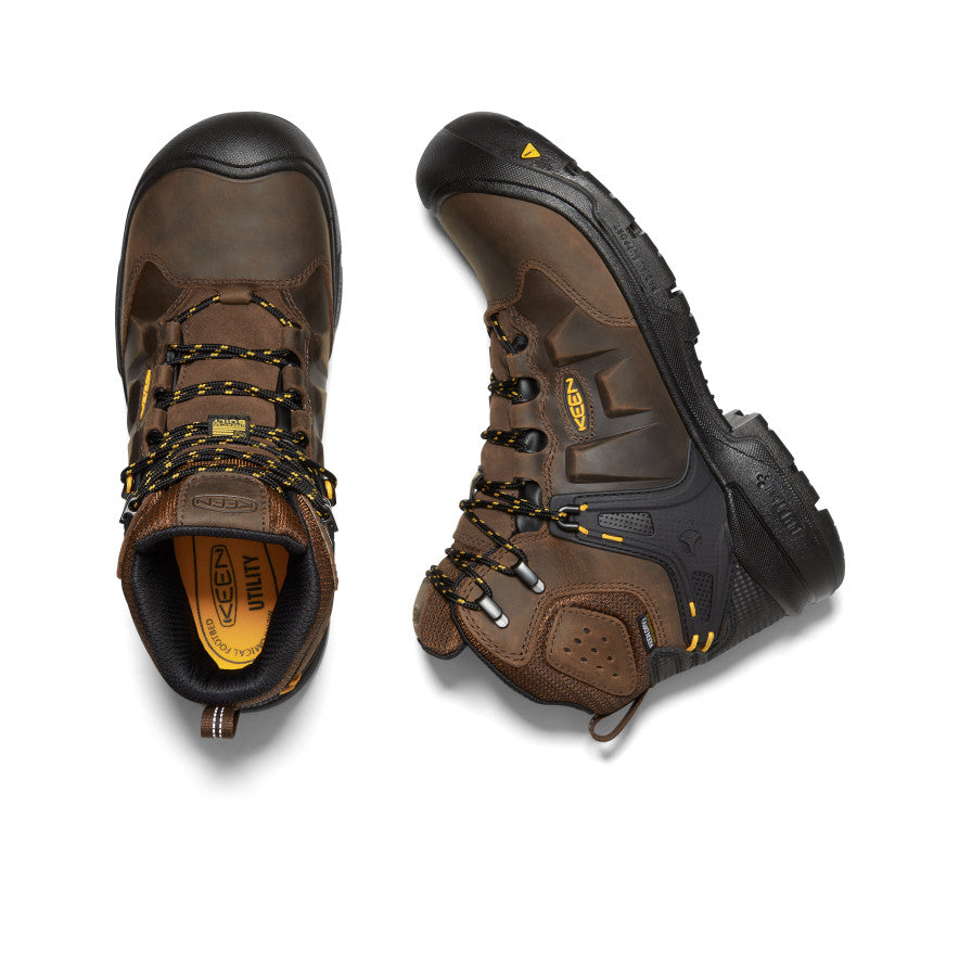 Men's Dover 6 Waterproof Work Boots with Carbon Toe - Dark Earth/Black | Slip Resistant Safety Shoes for Construction, Hiking & Outdoor Work
