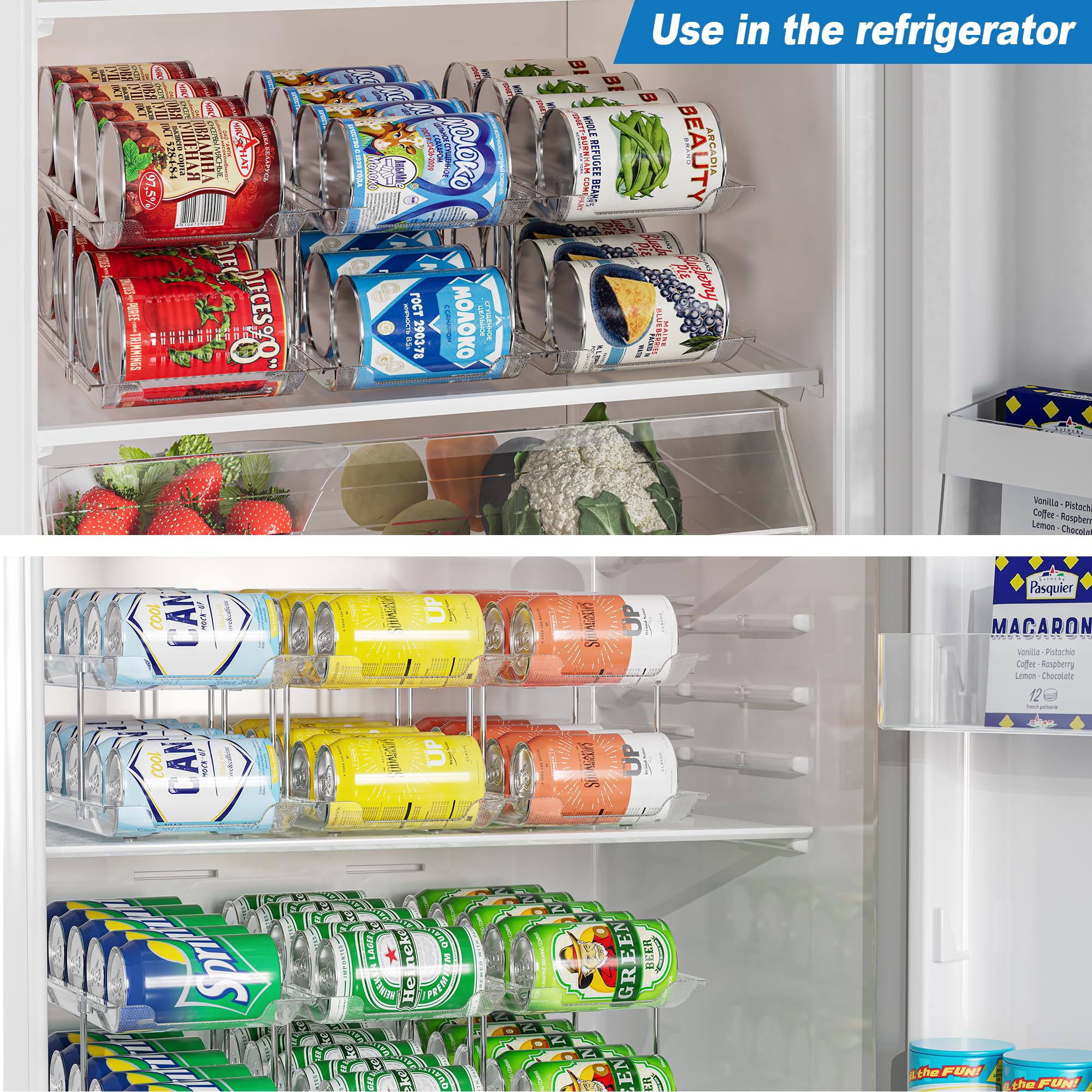 Clear Can Storage Organizer for Pantry - 9-Piece Canned Food Holder & Soup Can Dispenser with Goods Rack - Perfect for Kitchen, Pantry, and Grocery Store Organization