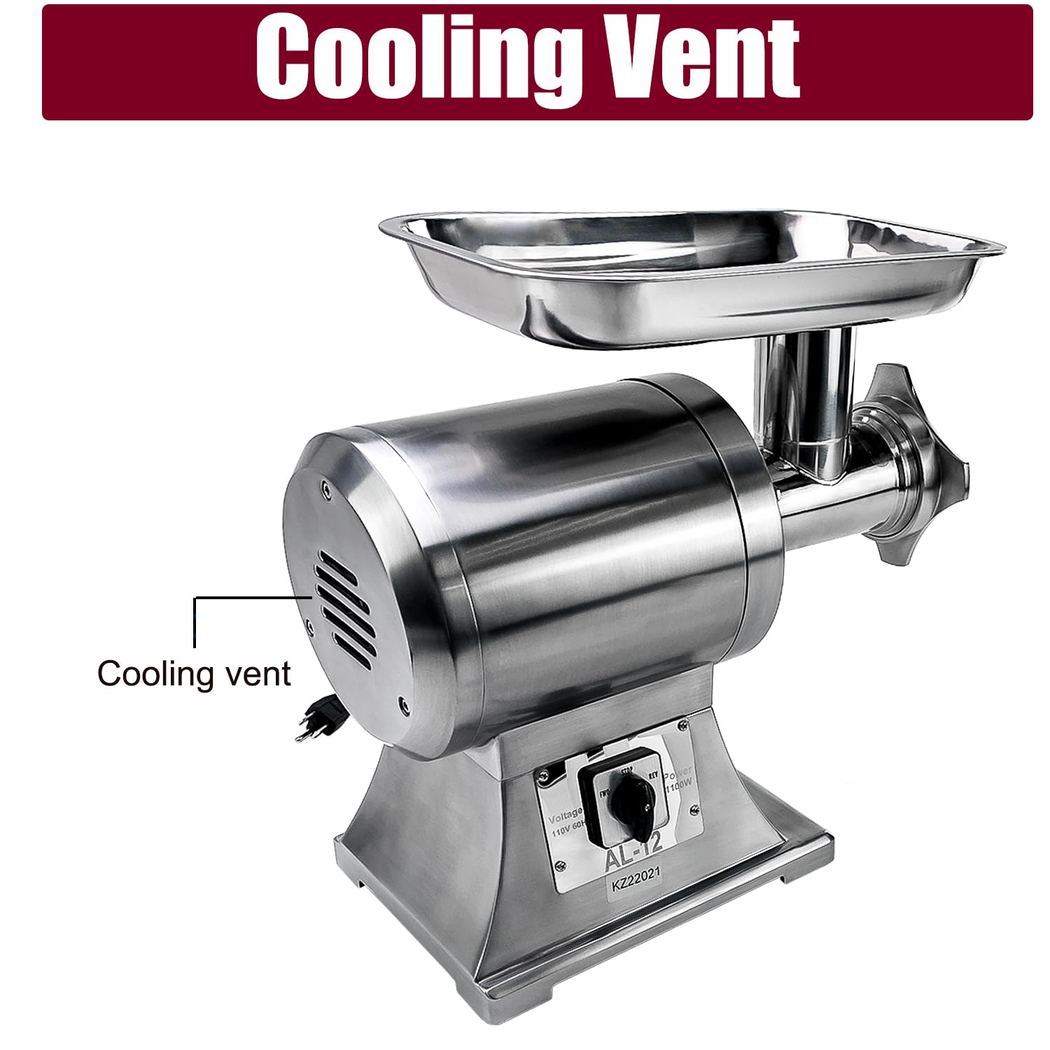 Commercial Meat Grinder 550Lb/H - 1100W Heavy Duty Stainless Steel Electric Food Grinder & Mincer - Industrial Sausage Stuffer Maker with 2 Blades, 3 Grinding Plates & Sausage Tubes - Perfect for Butcher Shops, Restaurants & Home Kitchens