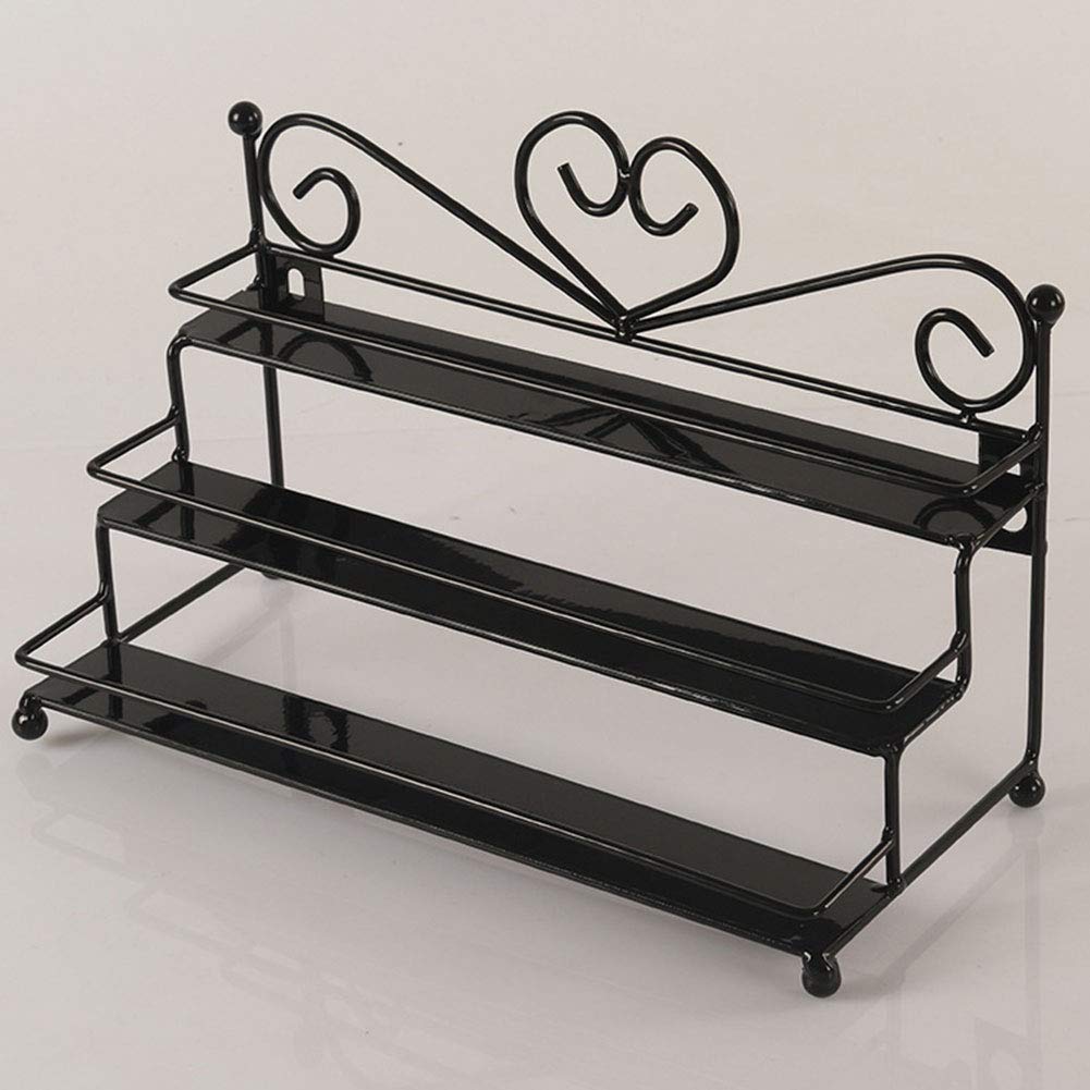 Black Metal Nail Polish Wall Rack Organizer - 3-Tier Mounted Shelf for Nail Polish, Essential Oils & Perfume Bottles - Space-Saving Bathroom & Vanity Storage Solution - Perfect for Salon, Spa & Home Organization