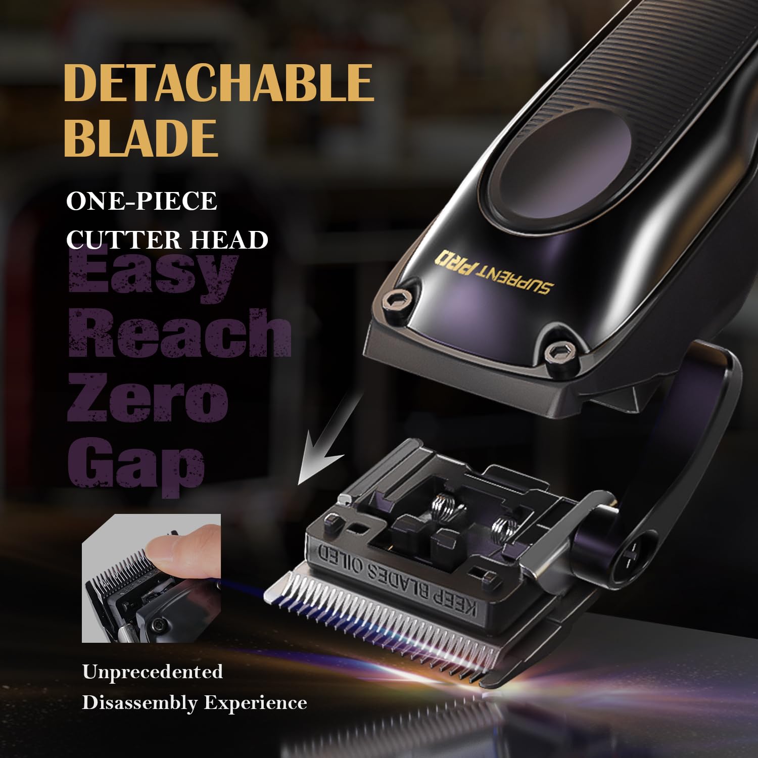 SUPRENT PRO Professional Hair Clippers for Men - Cordless Hair Trimmer with High Torque Brushless Motor & Detachable Blades - Barber Clipper Set with Charging Stand - Perfect for Home Haircuts, Salon Styling & Beard Grooming - Premium Gift Kit for Men