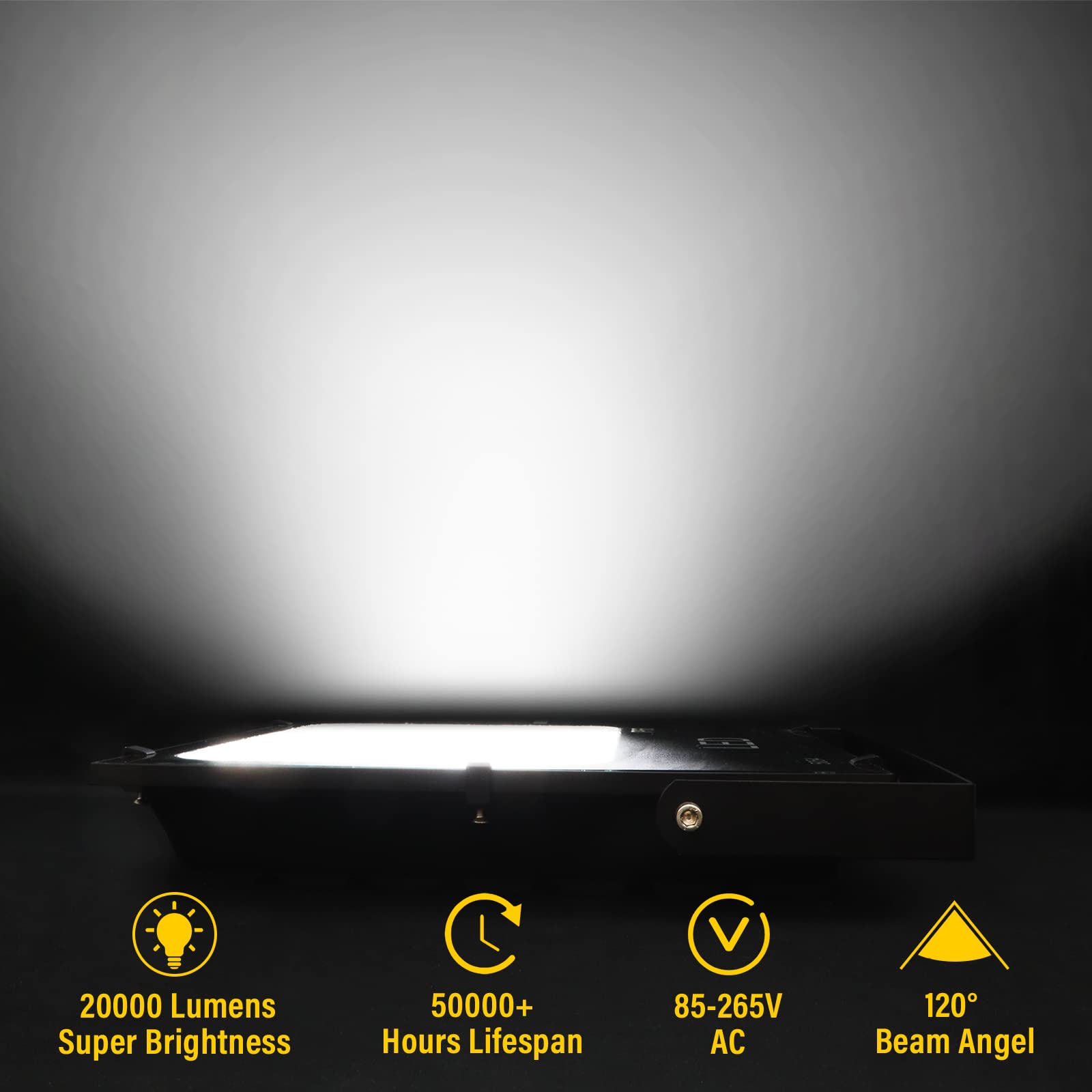 200W 20000LM Willpower LED Flood Lights - IP66 Waterproof Outdoor Security Lighting for Stadiums, Sports Fields, Backyards, Parking Lots (80V-240V, 6000K Daylight White) - Perfect for Commercial & Residential Area Illumination