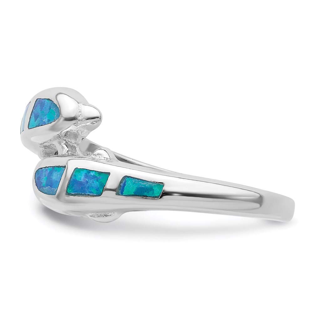 925 Sterling Silver Blue Opal Dolphin Ring for Women - Handmade Fine Jewelry, Elegant Gift for Her - Perfect for Birthdays, Anniversaries & Special Occasions