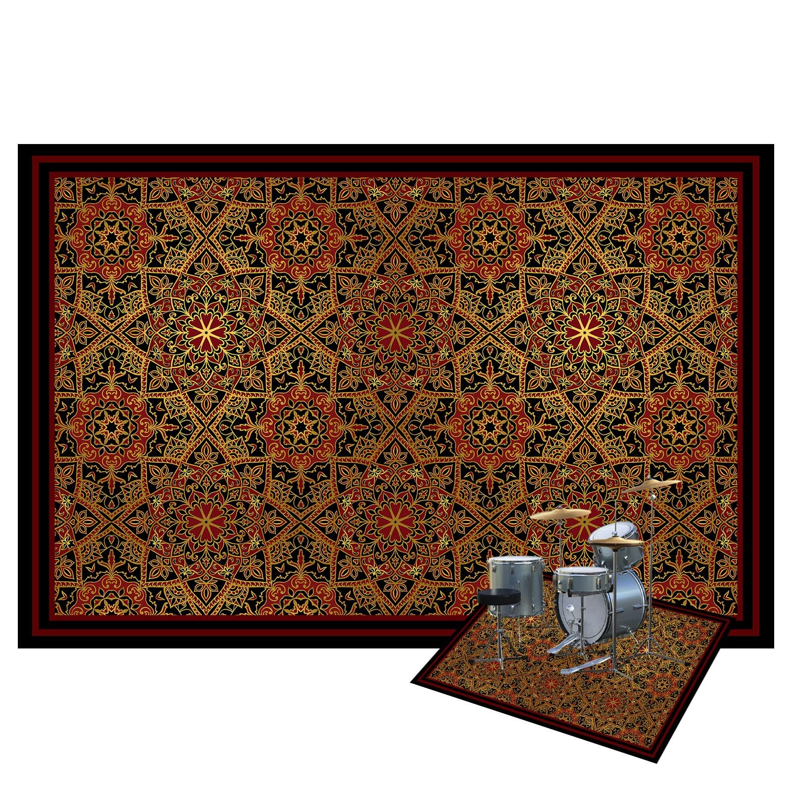 **Non-Slip Drum Rug for Drum Set – 6×5ft Vintage Soundproof Drum Mat with Grip Bottom | Perfect for Home Studios, Live Gigs & Drum Practice | Great Gift for Drummers**
