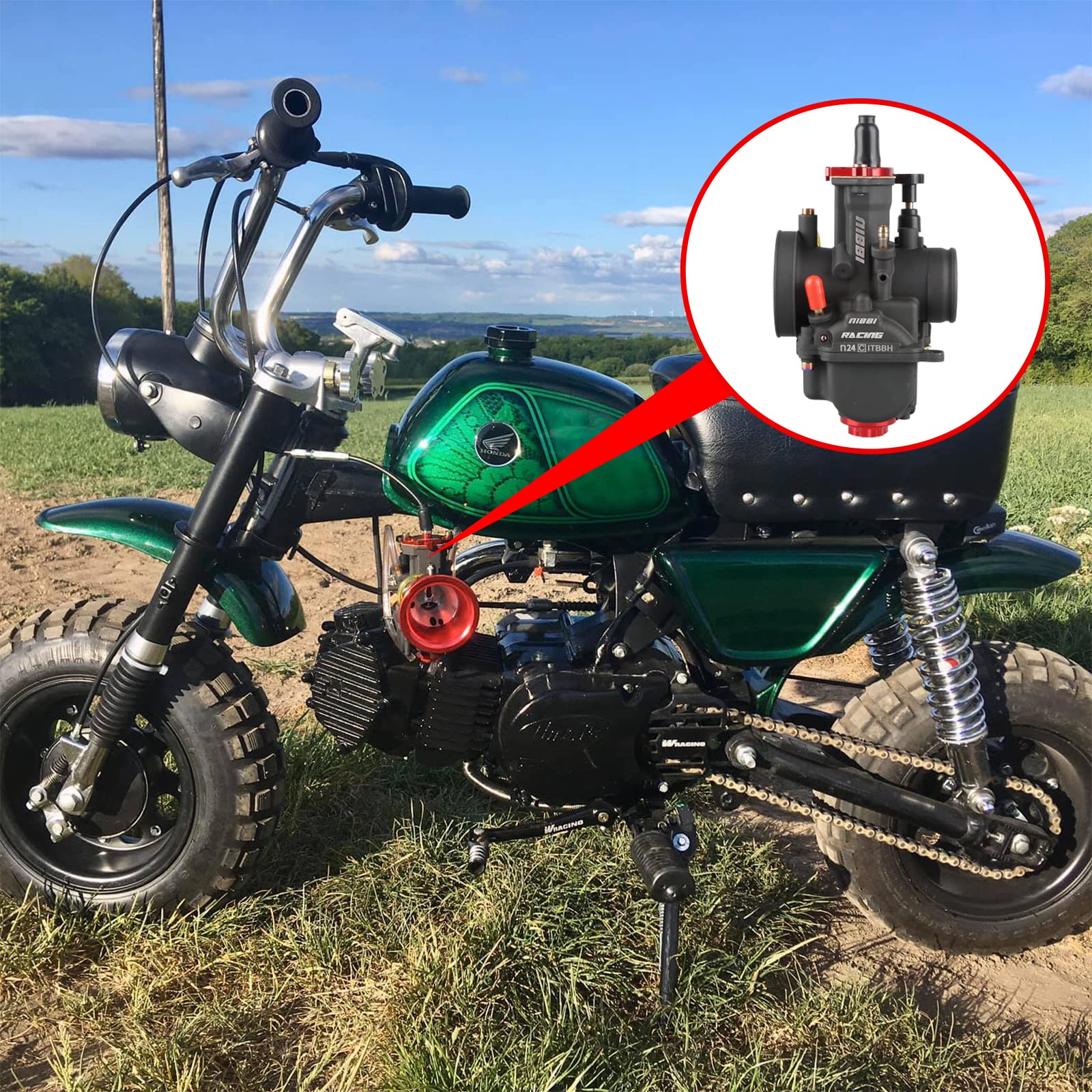 NIBBI 24mm PWK Carburetor for 125cc-150cc Motorcycle Engines - Compatible with Dirt Bikes, Mini Bikes, Pit Bikes & GY6 ATVs - Includes Carb Jets - High Performance Air Fuel Mixture for Off-Road Racing & Trail Riding