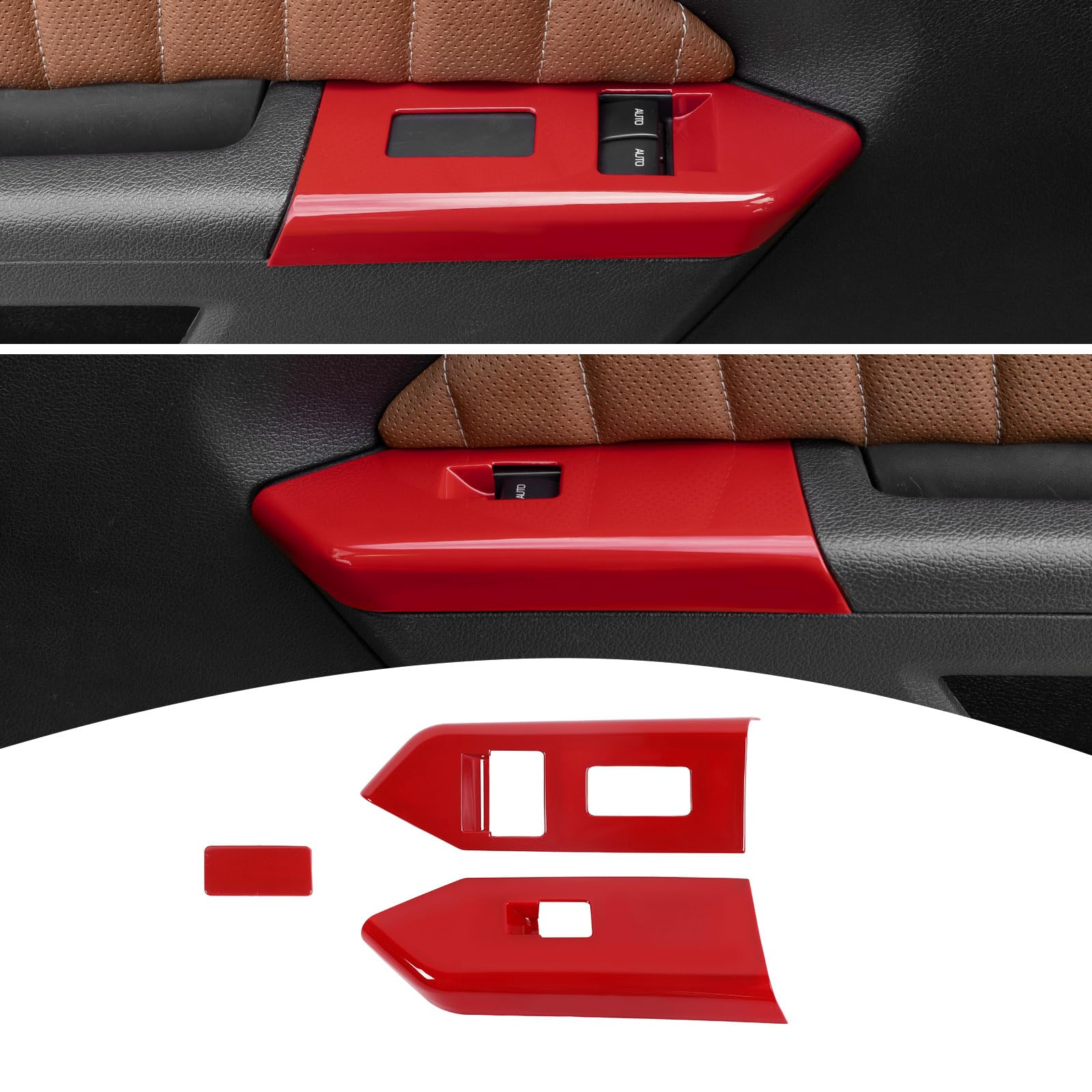 Red Power Window Switch Panel Cover Trim for Ford Mustang 2010-2014 | Interior Accessories Upgrade | Perfect for Car Enthusiasts & Customization Projects