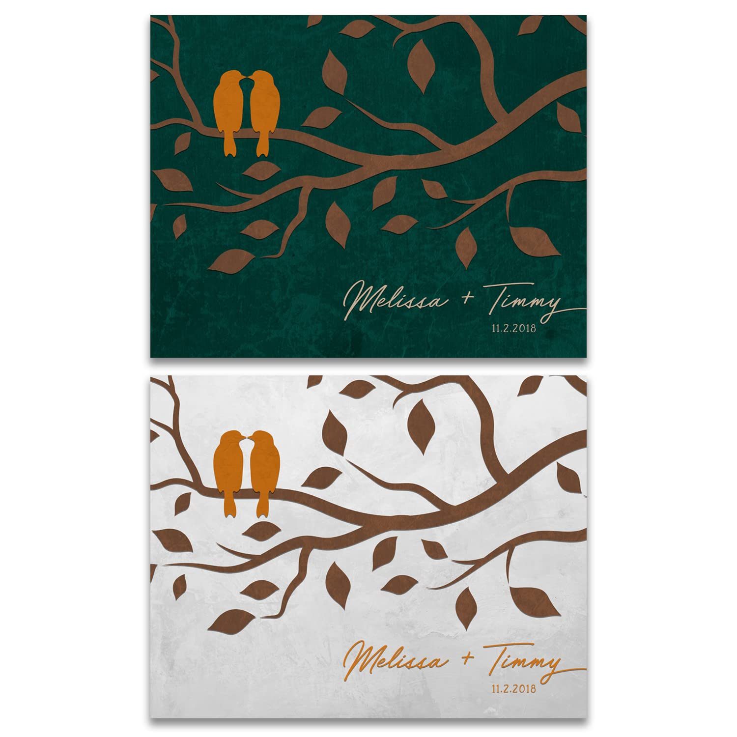 Personalized Love Birds Silhouette Art - Romantic Gift for Couples, Anniversary, Wedding - 11