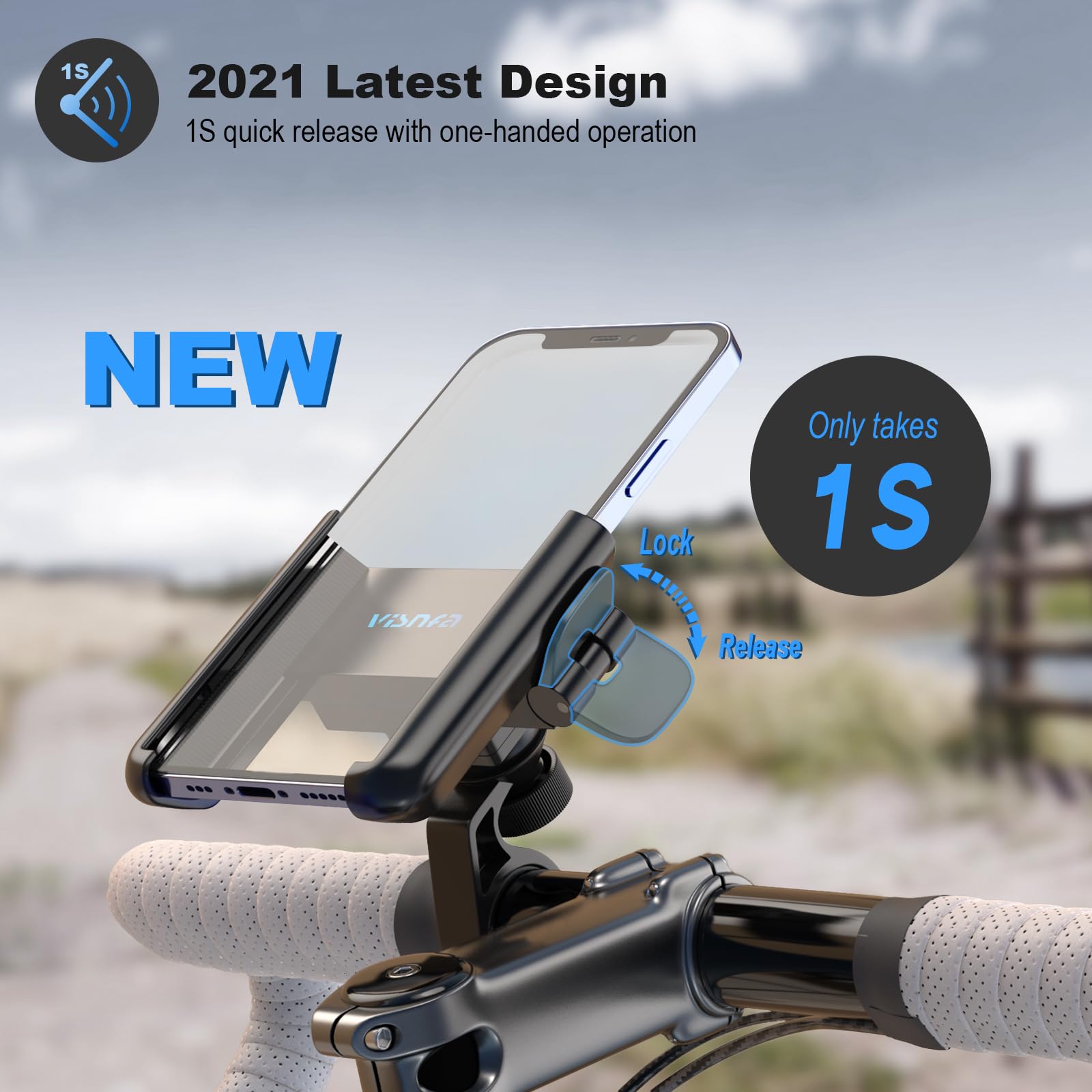 360° Rotatable Bike Phone Mount for Smartphones 3.5-7