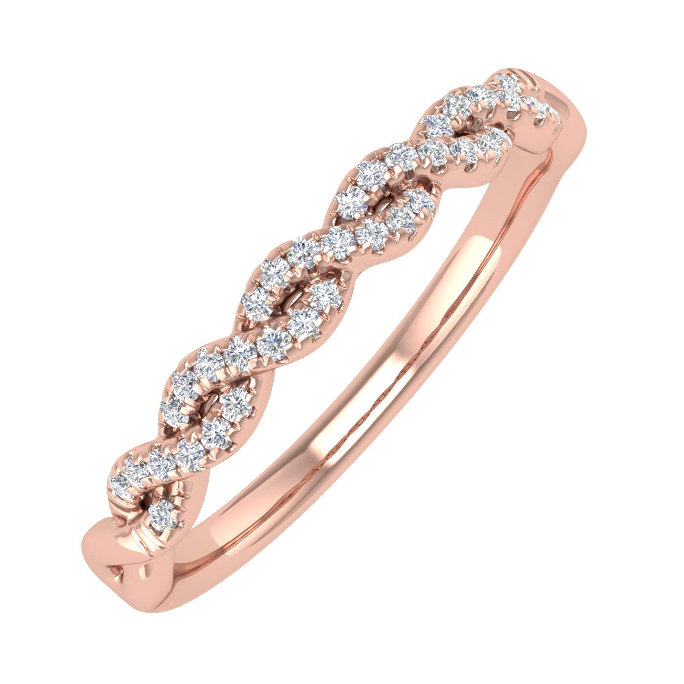 1/10 Carat Twisted Diamond Wedding Band Ring in 10K Solid Gold - IGI Certified for Women | Elegant Bridal Jewelry for Engagement, Anniversary & Special Occasions