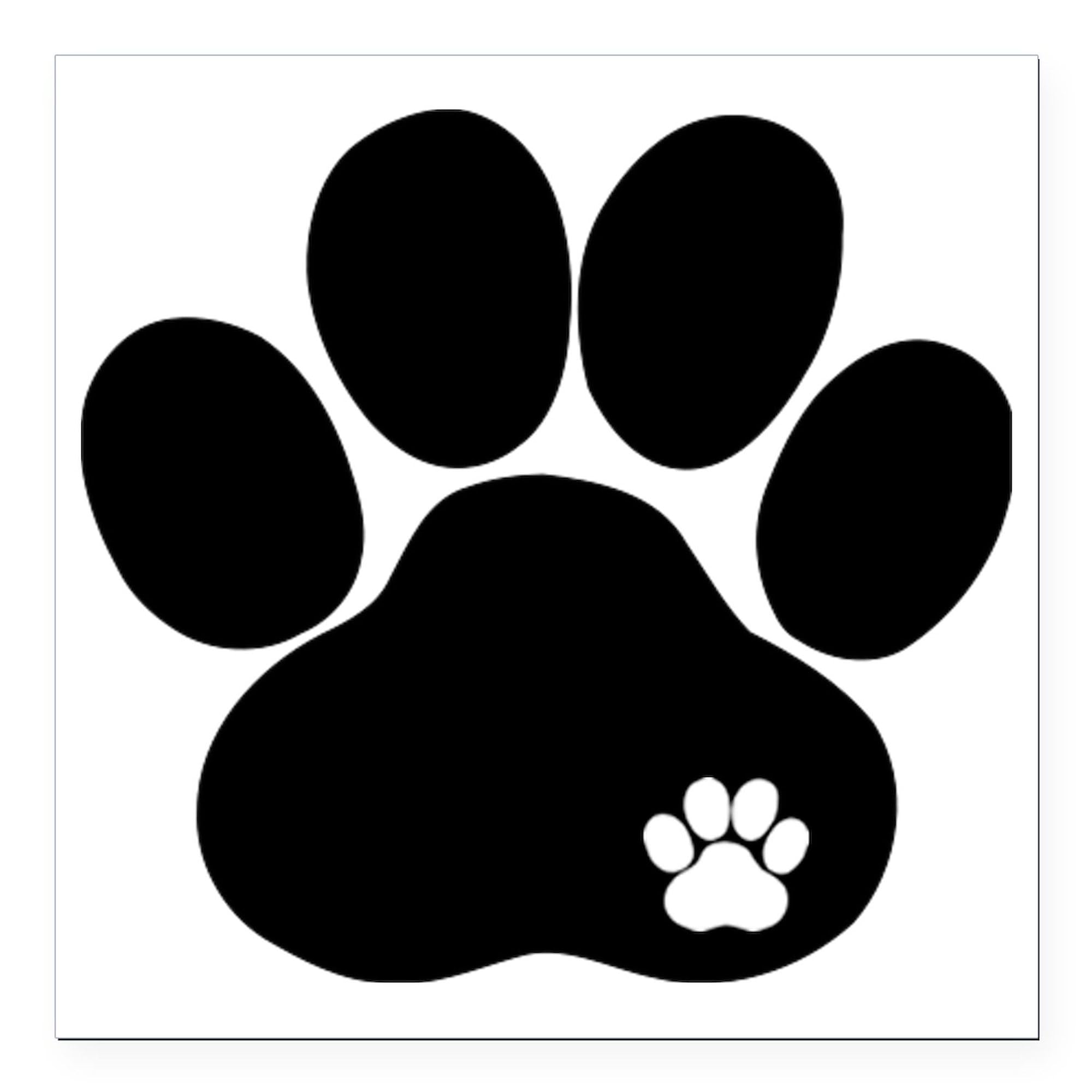 Double Paw Print Square Car Magnet 3