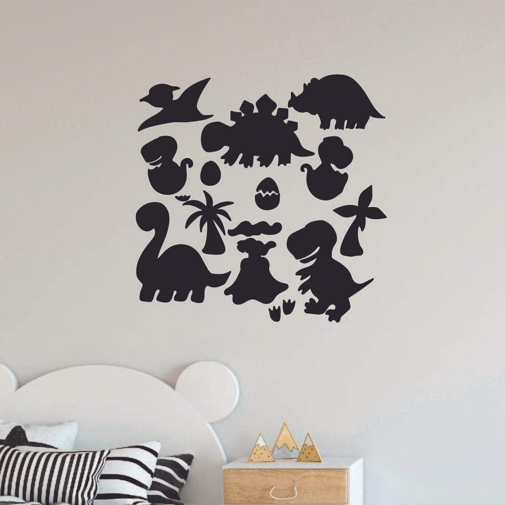 Dino Dinosaurs Silhouette Wall Decal - T-Rex Vinyl Sticker Art for Kids Room, Nursery, Bedroom & Garage Decor - 10x10 Inch Fun Home Decoration | Perfect for Boys, Girls & Kindergarten Classroom Themes