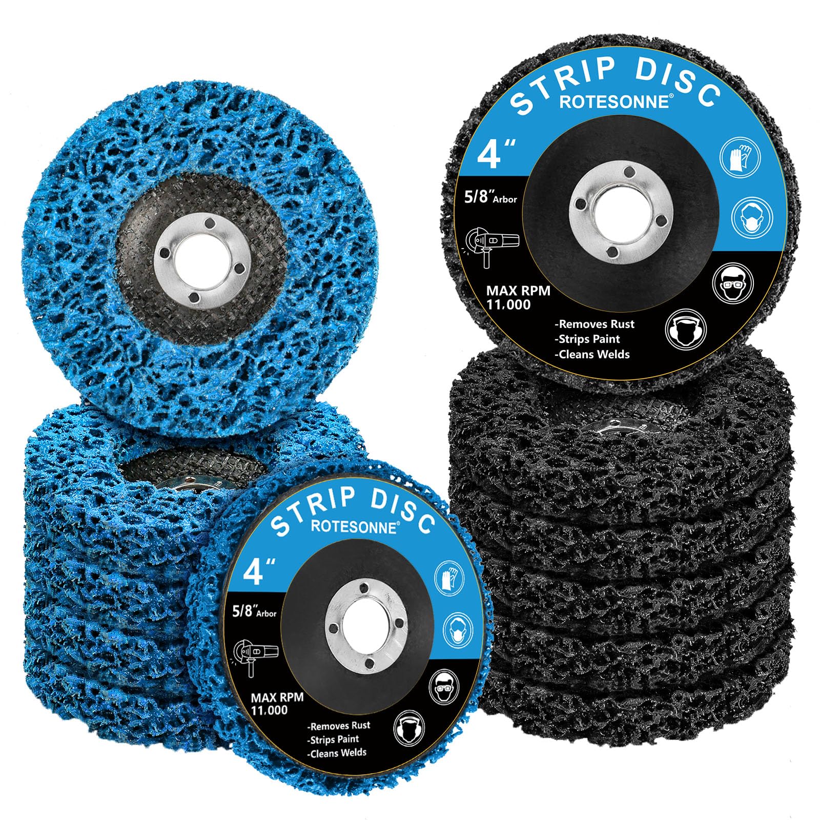 12 Pack 4 Inch Strip Discs for Angle Grinder - Heavy Duty Stripping Wheel to Remove Paint, Rust, Coatings & Oxidation from Metal & Wood (4
