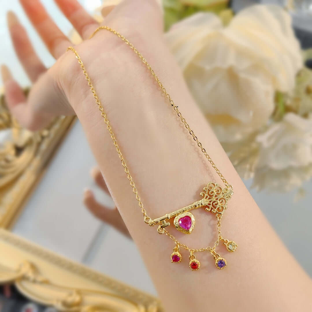 Edwardian Key to Your Heart Necklace with Charm Pendant | XL1319 | Vintage Inspired Jewelry for Women, Romantic Gift for Anniversary, Valentine's Day