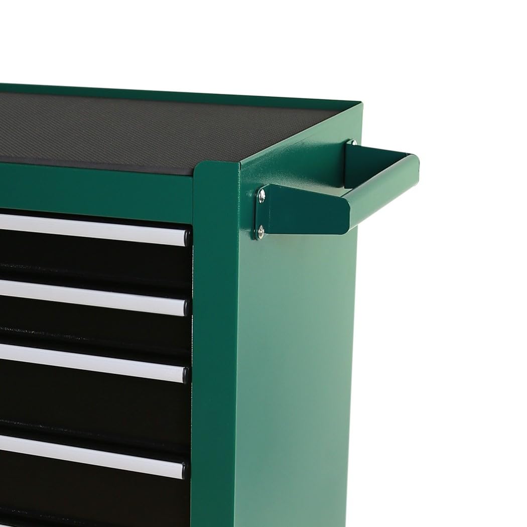 7-Drawer Rolling Tool Chest with Wheels - Heavy Duty Portable Tool Storage Cabinet with Locking System - Multifunctional Garage Workshop Organizer for Mechanics, DIY Enthusiasts & Warehouse Repair Shops (Green) - Perfect for Tool Organization in Home Garages, Professional Workshops & Industrial Settings