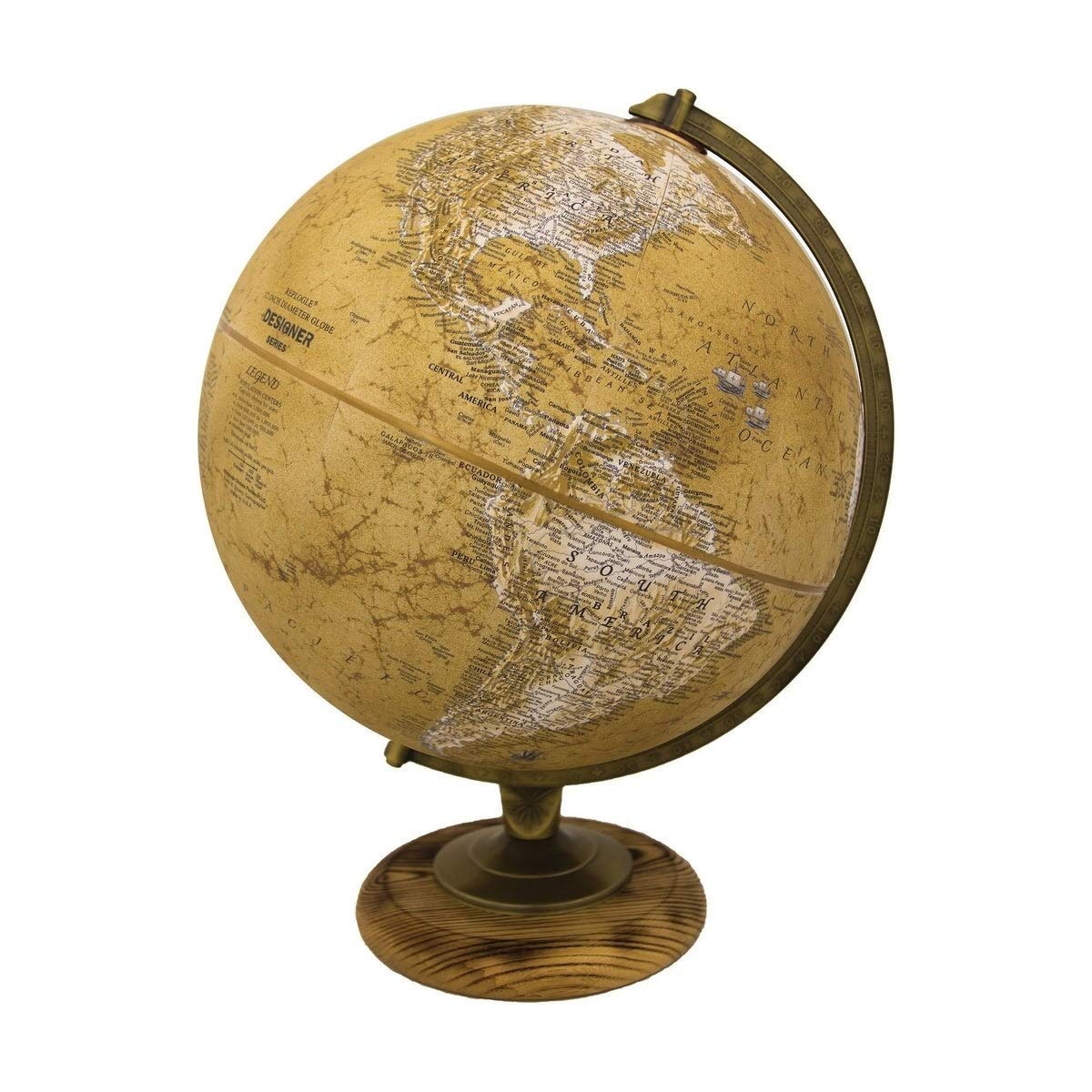 Vintage Beige Paper & Hardwood Desktop World Globe - Decorative Antique Style Globe for Home Office, Study Room & Geography Enthusiasts - Perfect Gift for Travel Lovers & Educators