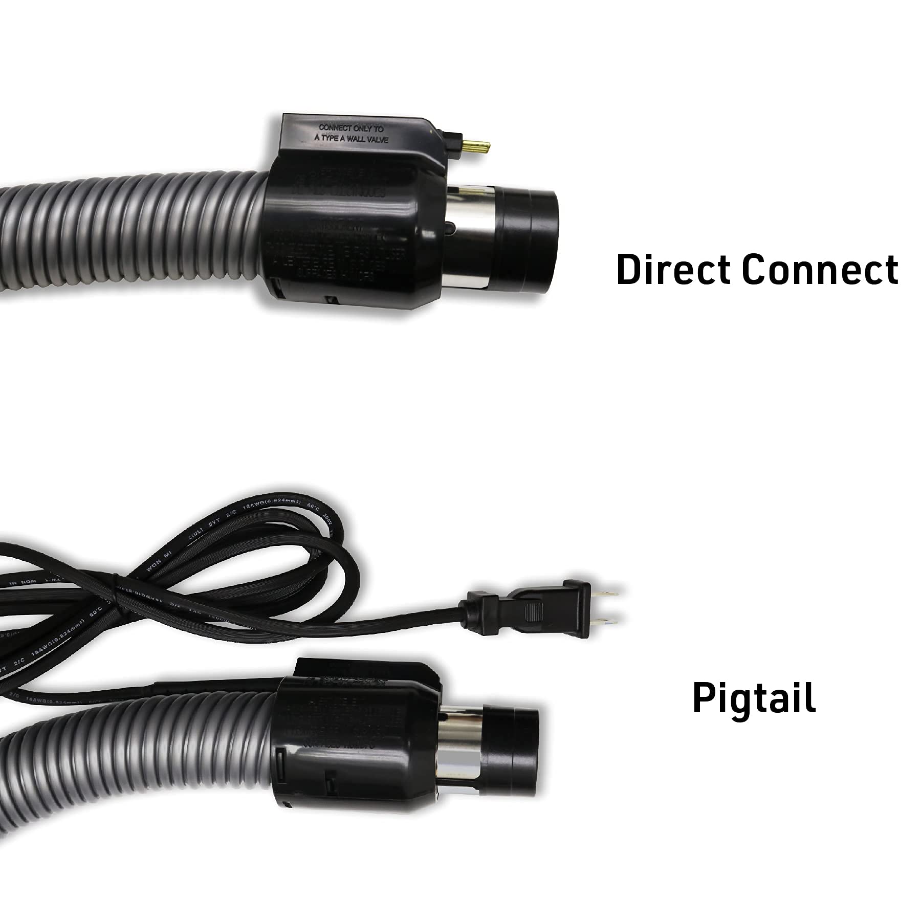 Ultra Clean Universal Central Vacuum Electric Powerhead Kit with 30ft Hose & Deluxe Attachments (Pigtail, Black) - Perfect for Whole House Cleaning, Pet Hair Removal, and Hard Floor Maintenance