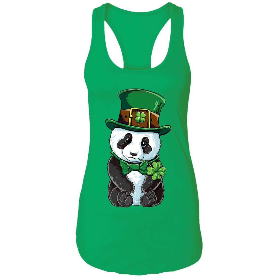 Panda Leprechaun St Patrick's Day Racerback Tank Top - Fun Irish-Themed Apparel for Women & Men - Perfect for St Patrick's Day Parties, Parades & Irish Pride Celebrations