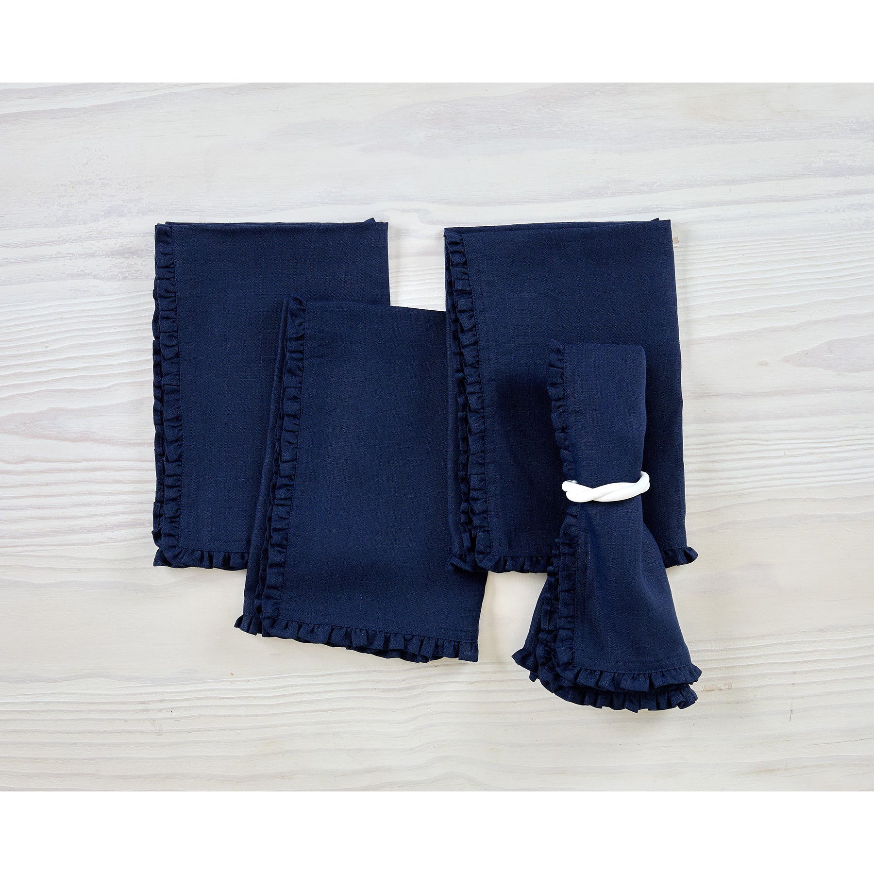 Juliette Ruffled Napkins - Set of 4 Premium Cotton Dinner Napkins for Formal Dining & Special Occasions