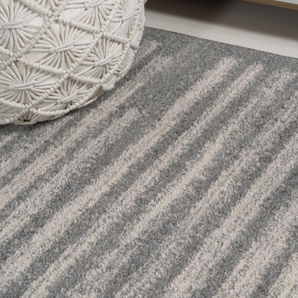 Khalil Modern Berber Stripe Area Rug - Soft Moroccan Style Non-Slip Living Room Carpet for Home Decor, Bedroom & Office