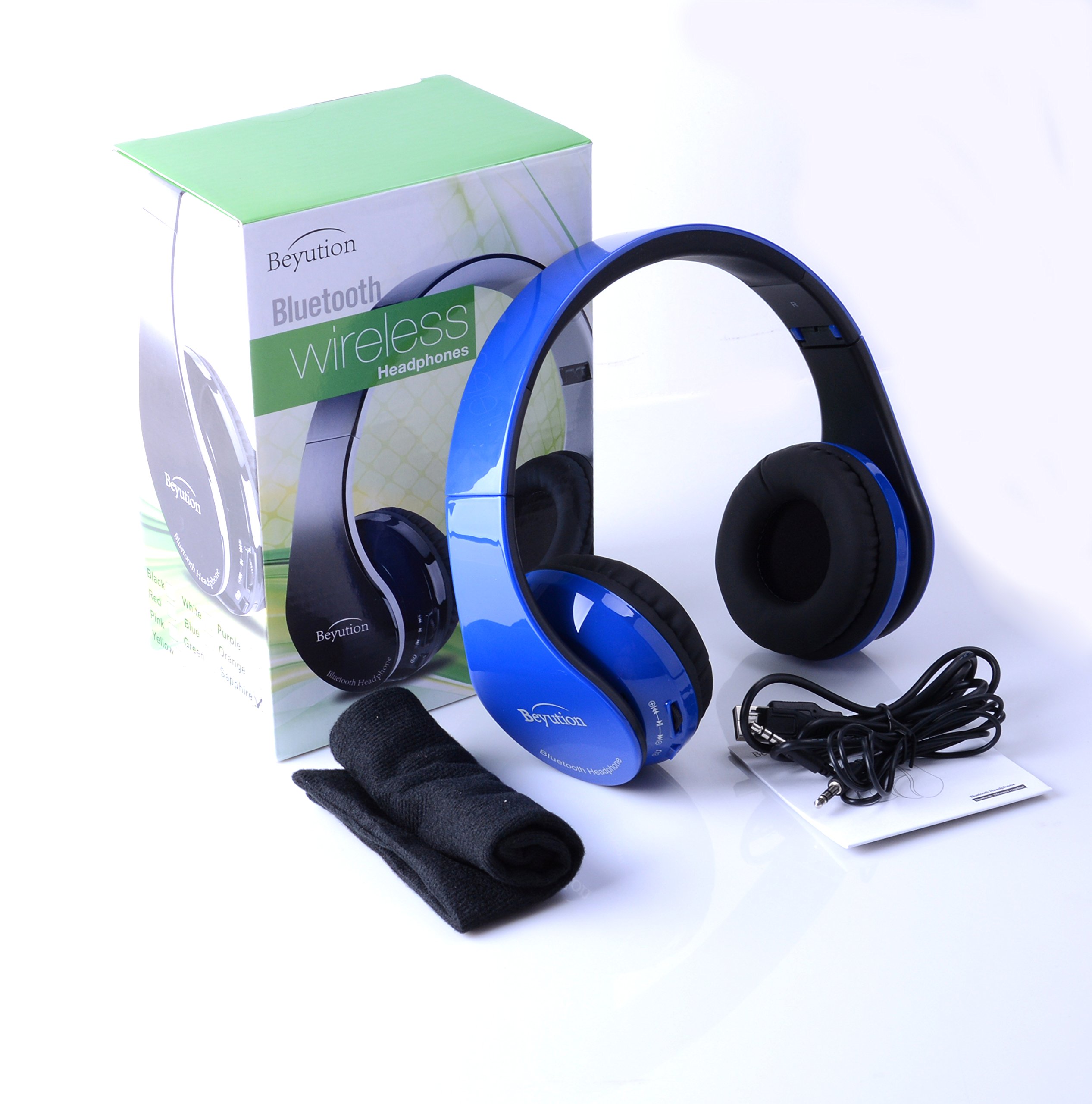 Beyution Bluetooth Wireless Headphones with Crystal Clear Sound - Sapphire Blue Wireless Headset for Music, Gaming & Workouts | Noise Cancelling & Comfort Fit