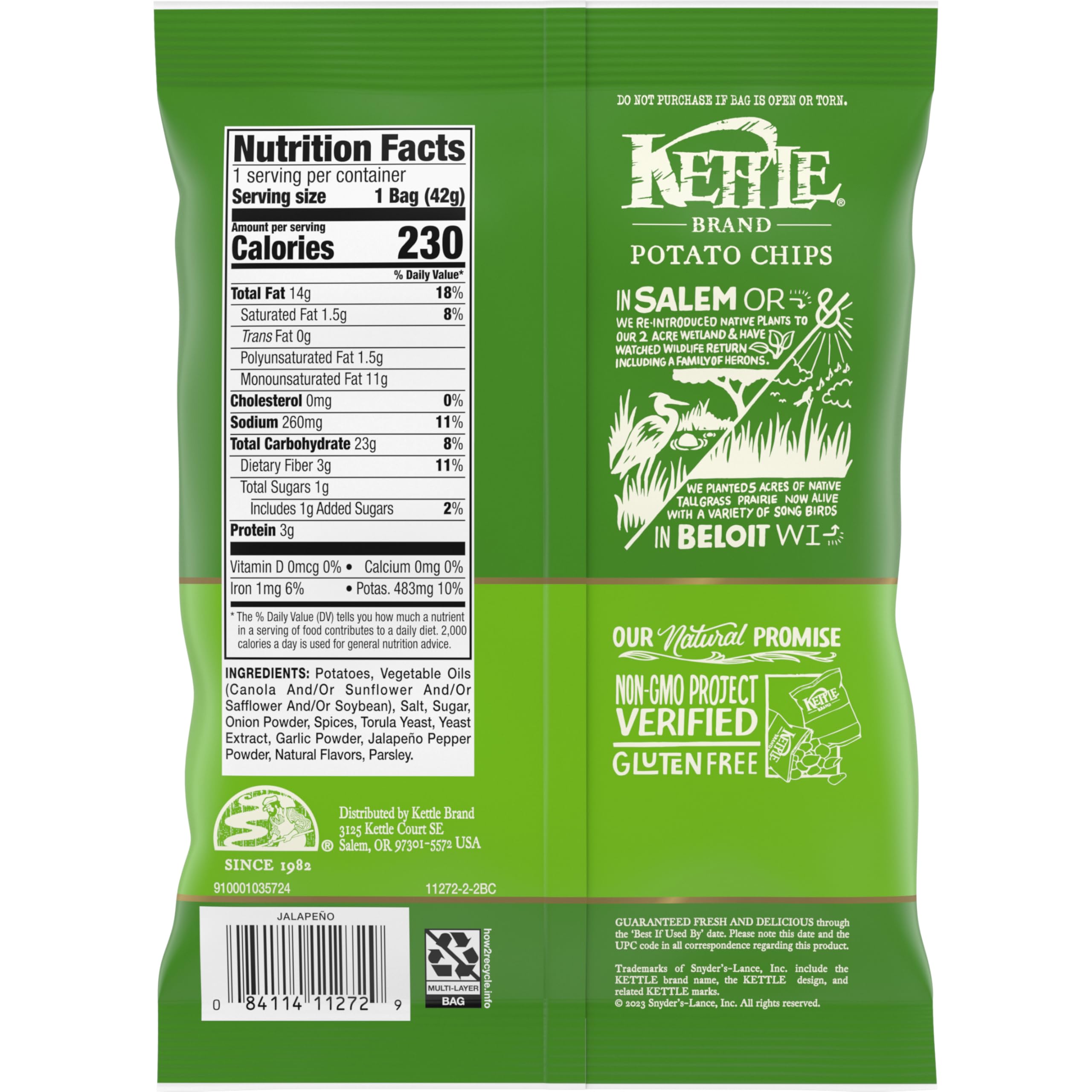 Kettle Brand Jalapeno Flavored Potato Chips - 1.5 Oz Snack Bags (Pack of 24) | Crunchy Spicy Snacks for Parties, Picnics & On-the-Go | Gluten-Free & Non-GMO