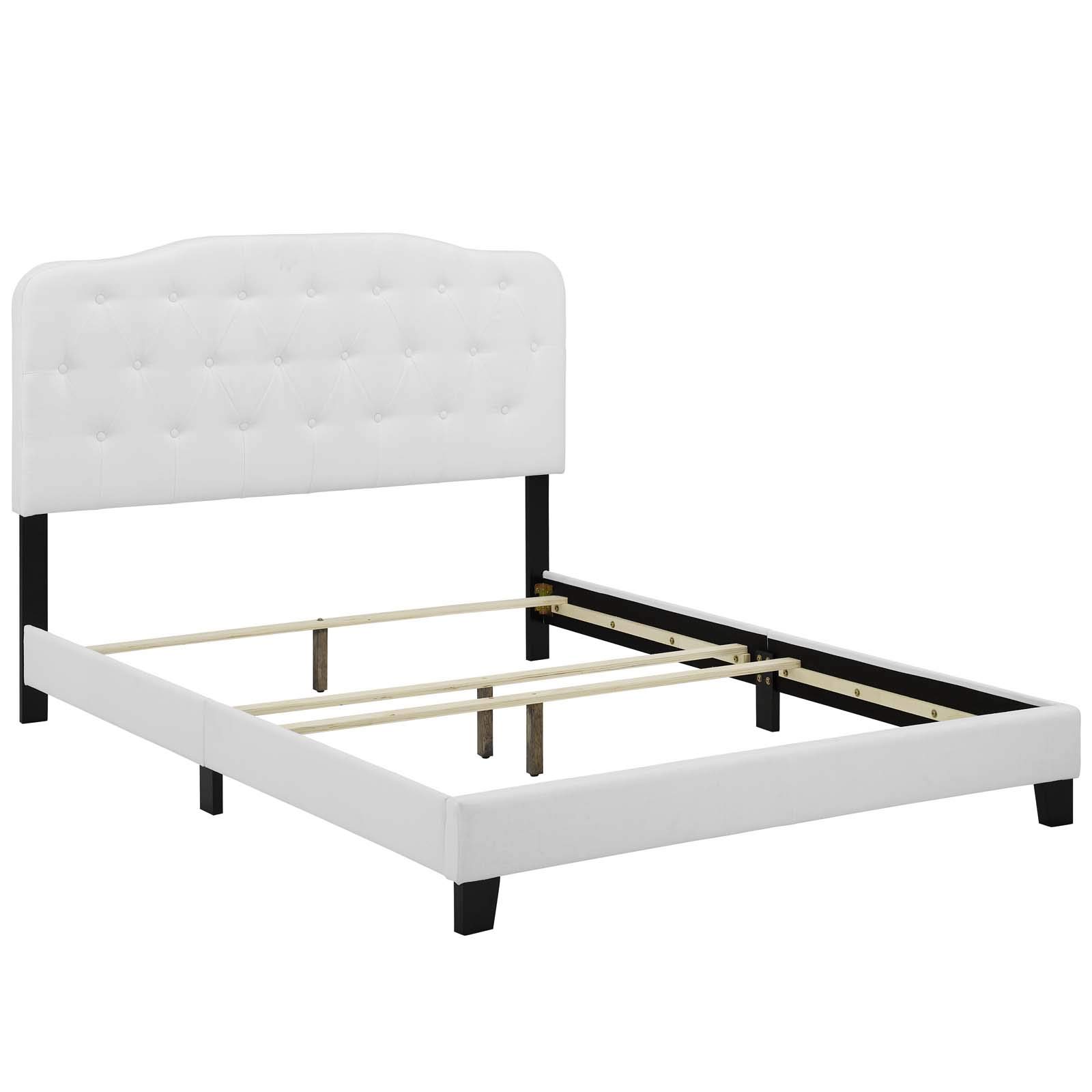 Modern Contemporary Urban Design White Fabric Platform Bed Frame for Stylish Minimalist Bedrooms