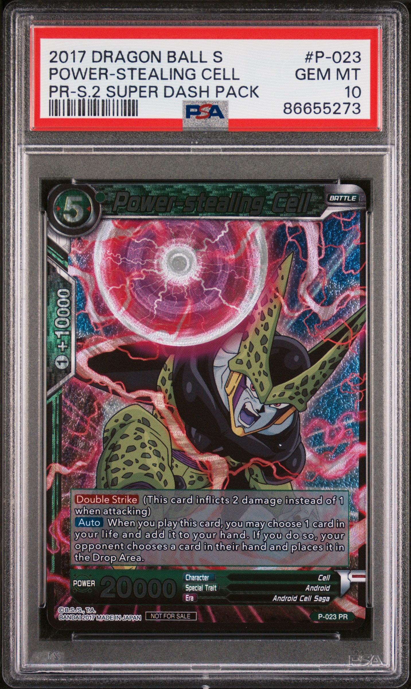 2017 Dragon Ball Super Power Stealing Cell #P 023 PSA 10 Graded Trading Card - Perfect for Collectors, Anime Fans & Investment - Display in Home, Office or Gaming Room