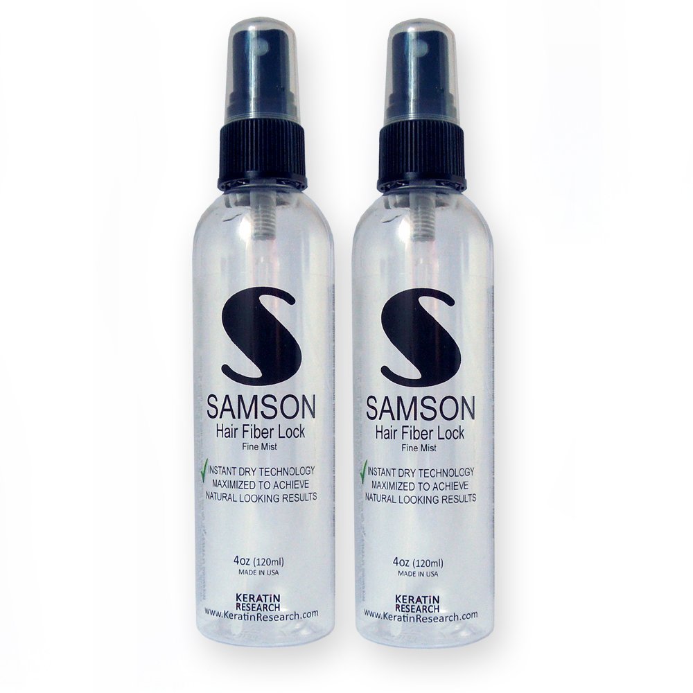 Samson Hair Fiber Locking Spray for Men - Hair Building Fibers Spray, 2 Bottles - Strong Hold for Thicker, Fuller Hair - Perfect for Daily Styling & Hair Loss Concealment