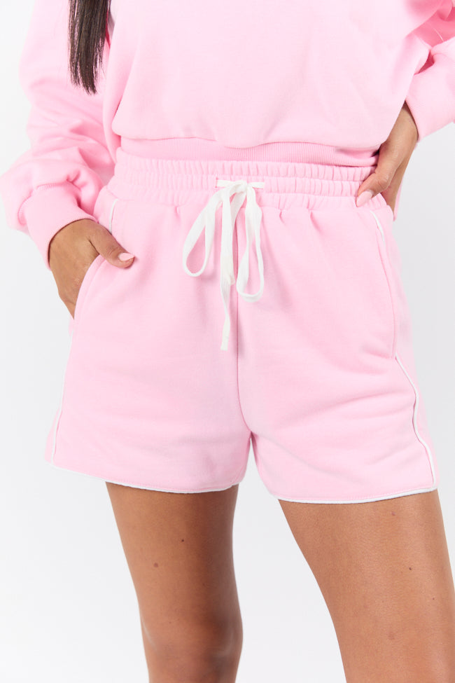 Baseline Pink Piped Lounge Shorts - Soft & Comfortable Women's Sleepwear - Perfect for Relaxing at Home, Lounging, or Yoga (Final Sale)