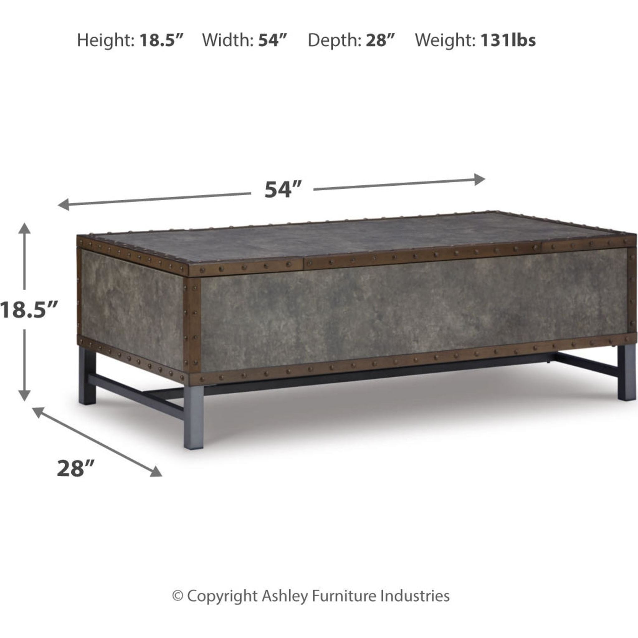 Derrylin Lift Top Coffee Table - Modern Convertible Coffee Table with Storage for Living Room, Home Office & Small Spaces - Perfect for Laptops, Books & Remote Work