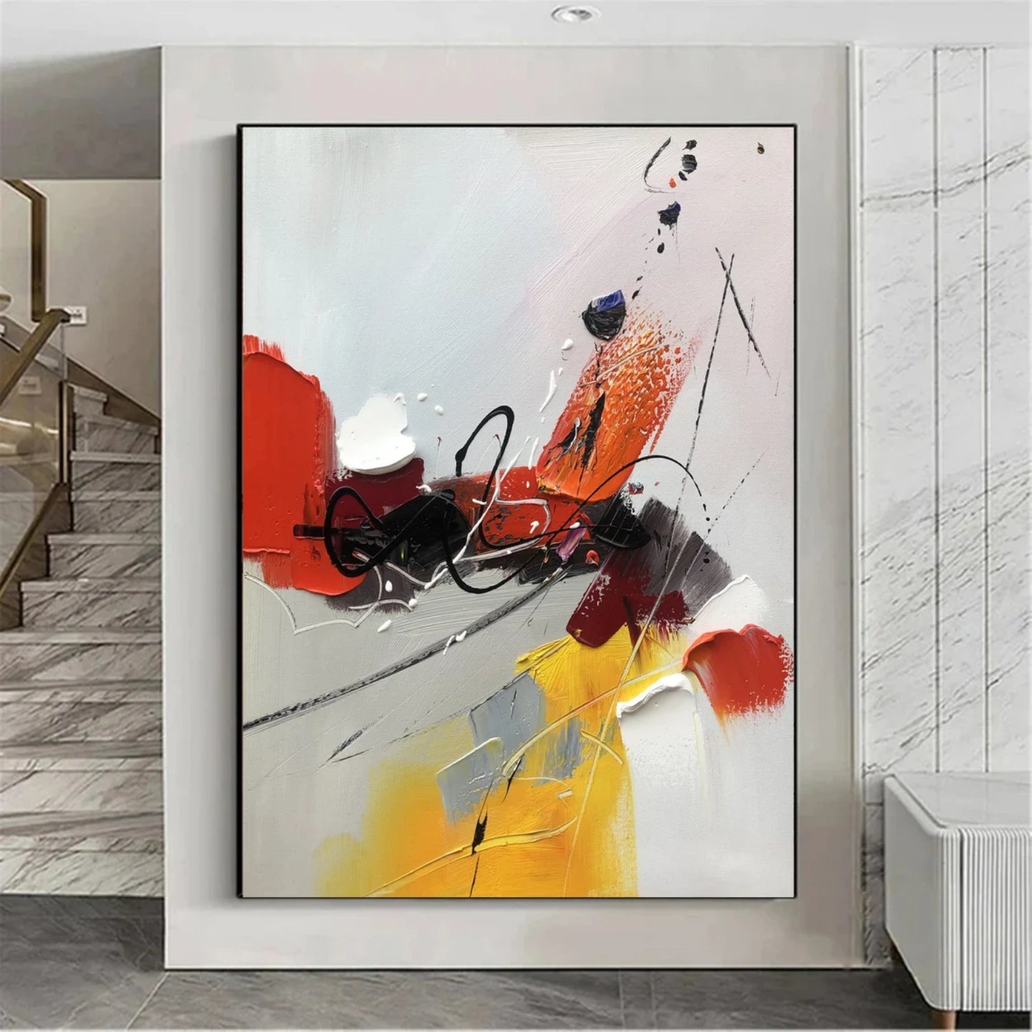 Abstract Texture Painting #AB 326 - Modern Wall Art Decor for Living Room, Bedroom & Office - Handmade Canvas Artwork