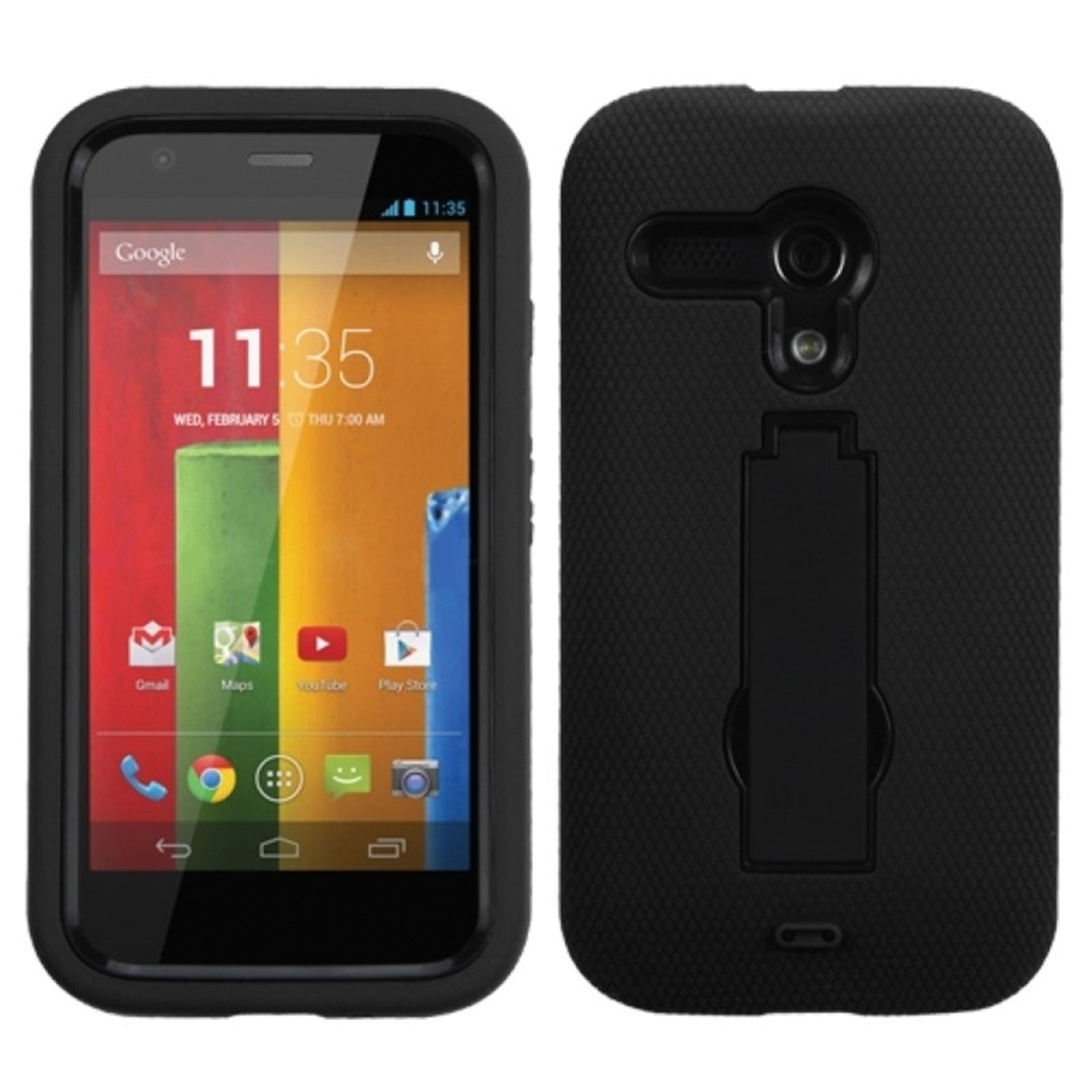Motorola Moto G Stand Case - Black Cover for Desk & Car Use