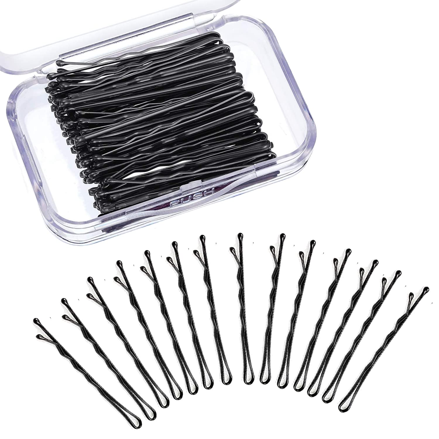Temperia Bobby Hair Pins for Women & Girls - 100 Pack Small Hair Clips (5cm) | Stylish Hairpins for Hairstyling, Updos & Braids | Hair Accessories for Daily Use, Weddings & Parties (Black)