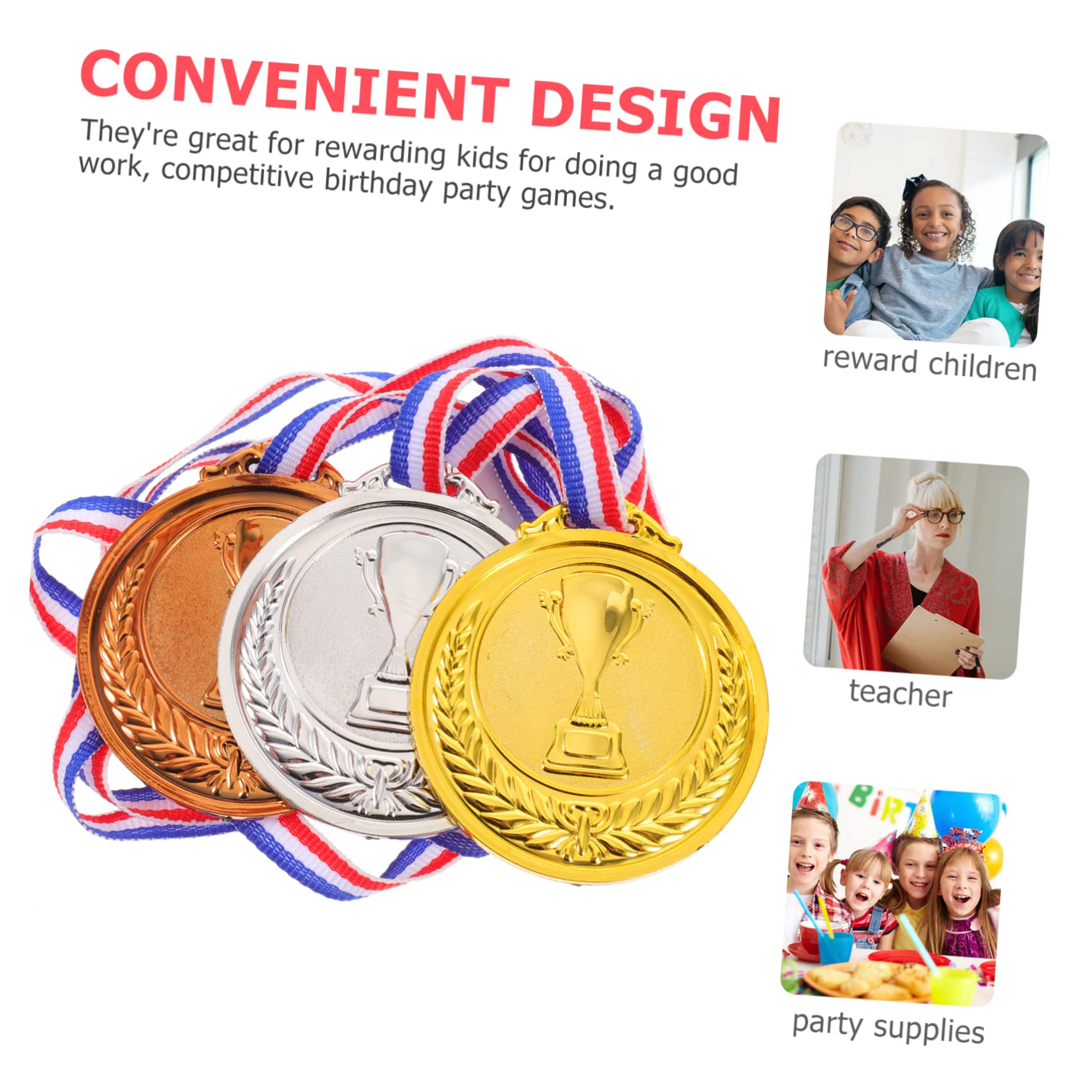 Toddmomy 24-Piece Kids Sports Medal Set - Reusable Plastic Gold Medals for Children's Games, Competitions & Award Ceremonies | Perfect for Track Meets, School Events & Birthday Parties