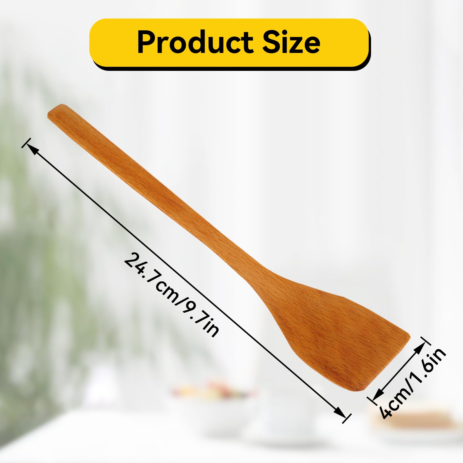 Premium 9.7 Inch Wooden Spatula for Cooking - Natural Light Wood Turner for Nonstick Pans, Woks & Cookware - Ideal for Flipping Pancakes, Eggs & Stir-Fry Dishes - Eco-Friendly Kitchen Utensil Set Accessory