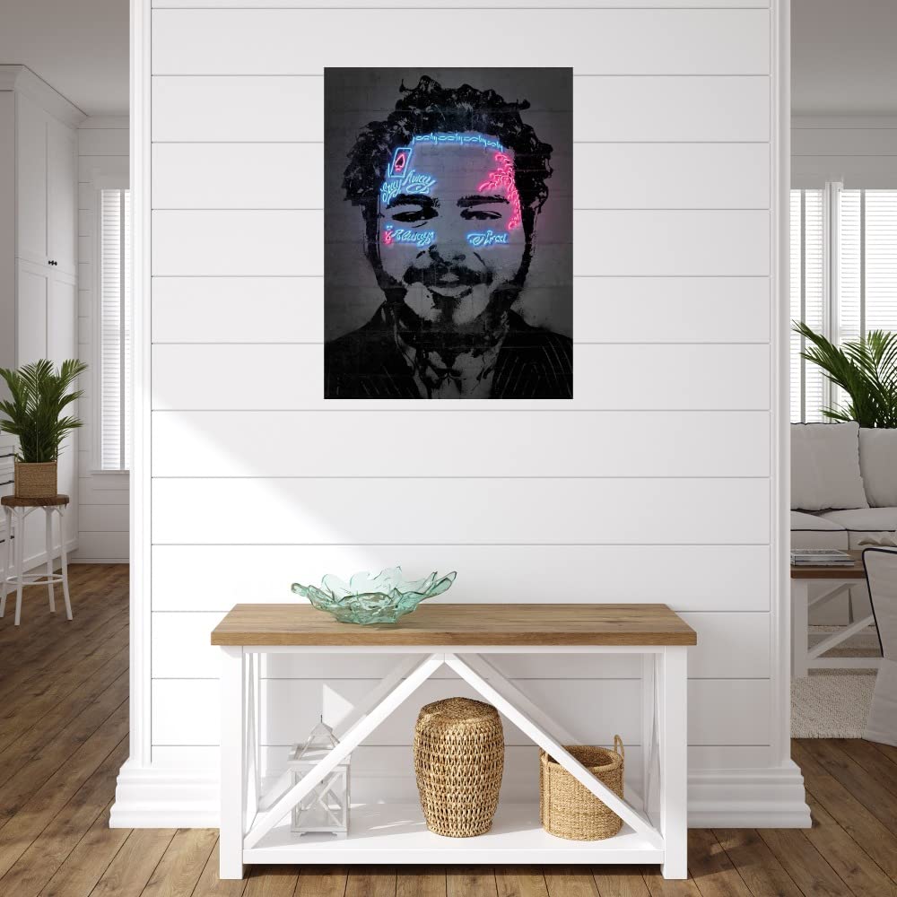 Post Malone Canvas Wall Art Print - 24x32 Inch Fine Art Painting by Octavian Mielu - Ready to Hang Home Decor for Living Room, Bedroom, Office & More - Perfect Gift for Music Fans & Modern Interior Design