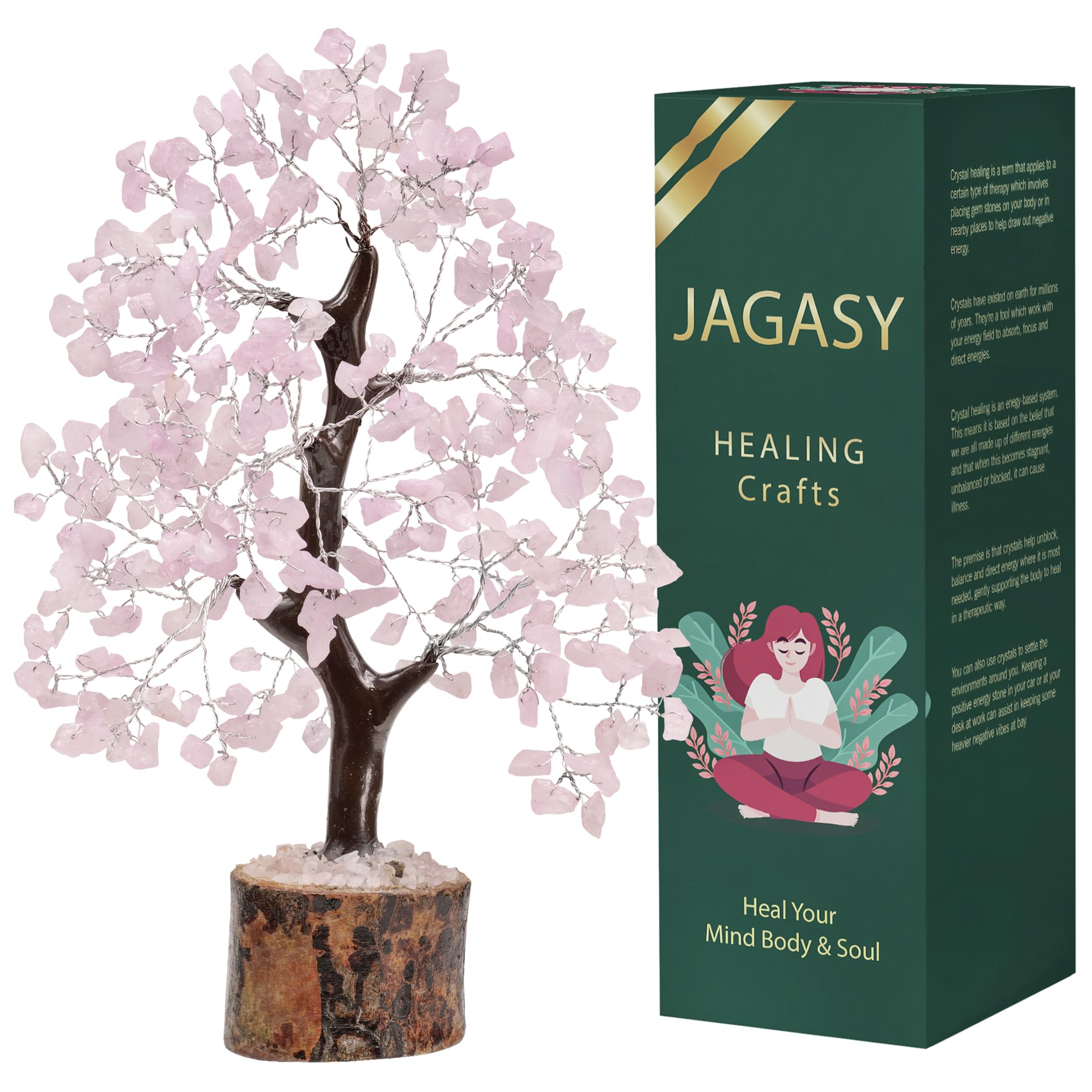 Rose Quartz Crystal Tree for Positive Energy & Healing – Spiritual Gift, Feng Shui Decor, Home & Office Bonsai – Meditation, Yoga Room, Bedside Table Decor