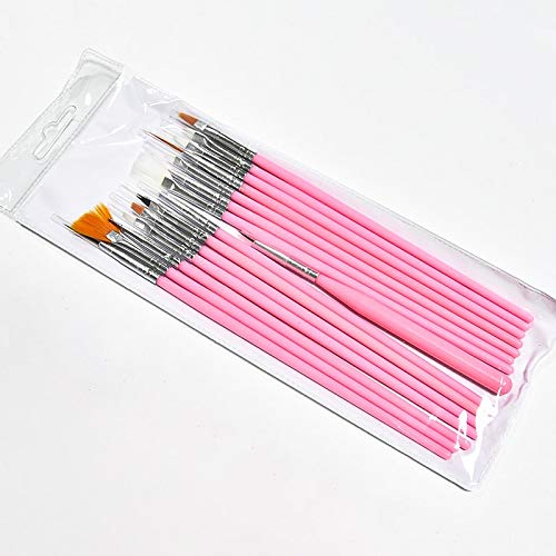 15 Pcs Professional Gel Nail Brushes Set - 15 Sizes Wooden Handle Nail Art Acrylic Brushes for Dotting, Drawing & Painting - Perfect for Salon, Home Manicure & DIY Nail Designs