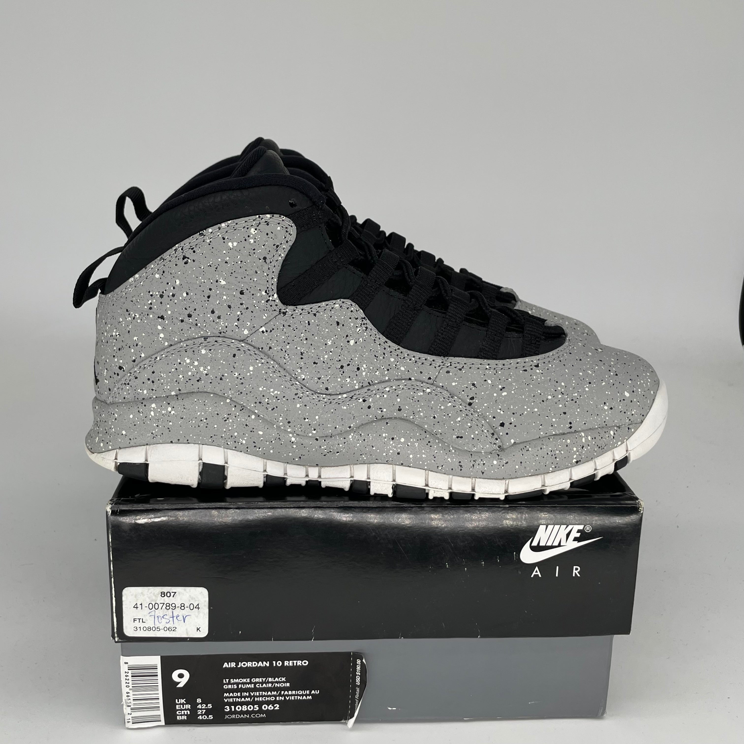 AIR JORDAN 10 Retro Light Smoke Grey Men's Basketball Shoes Size 9 - 310805-062 | Authentic Sneakers for Running, Training & Streetwear Fashion