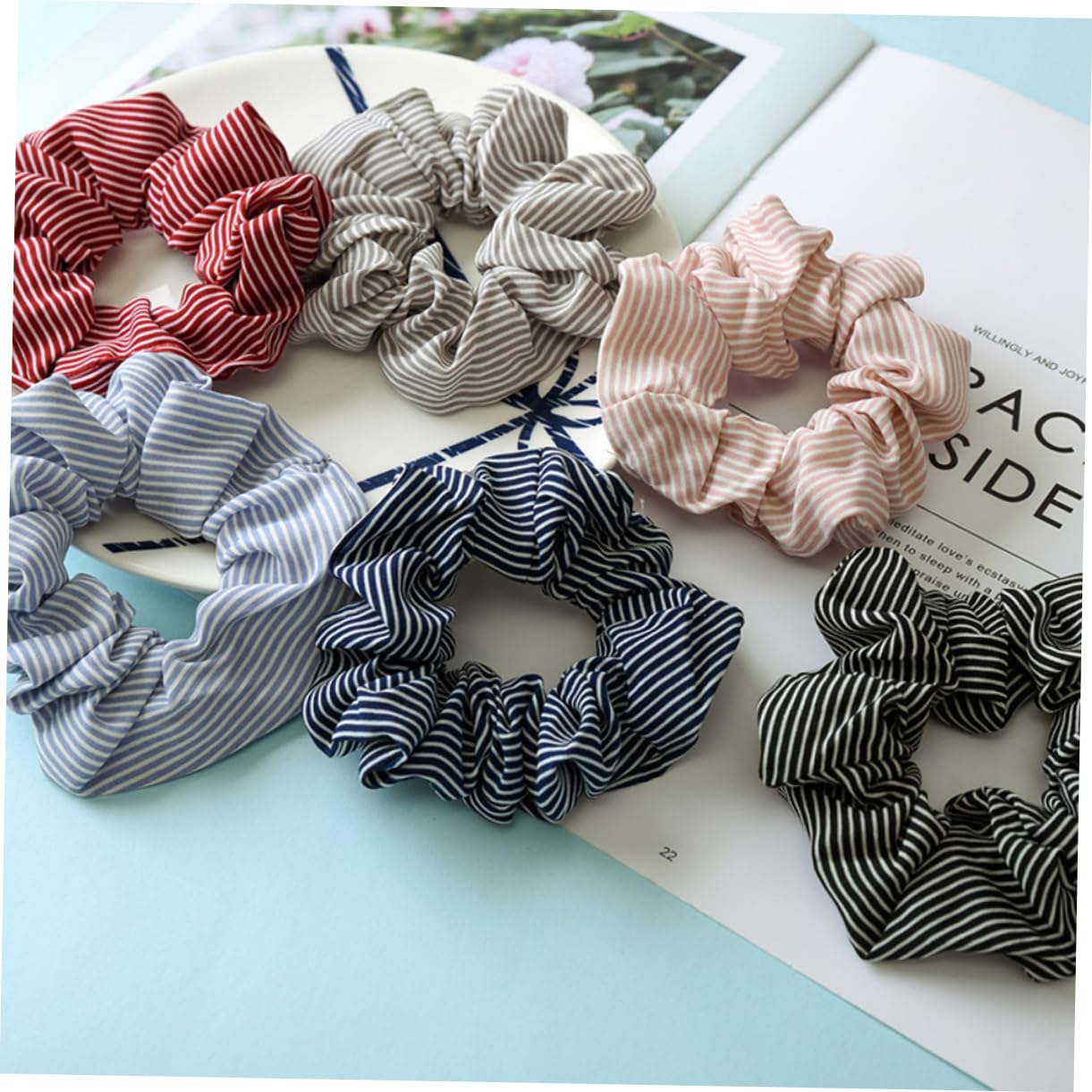 POPETPOP Elegant 6 Pack Hair Bands for Women - Soft Elastic Stripe Ponytail Holders for Daily Wear & Styling - Perfect for Office, Gym, or Casual Outfits