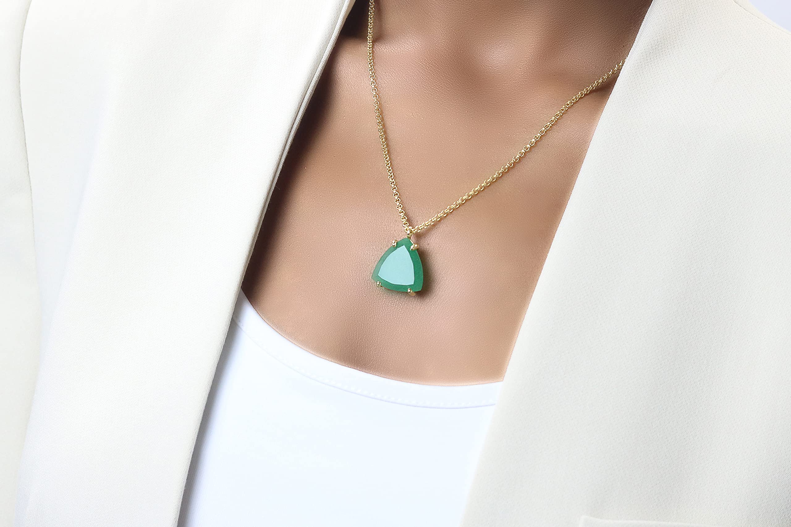 Anemone Trillion Green Aventurine Necklace - Handmade Bohemian Gemstone Pendant Jewelry for Women - Adjustable Statement Necklace for Spiritual Healing, Meditation & Boho Fashion