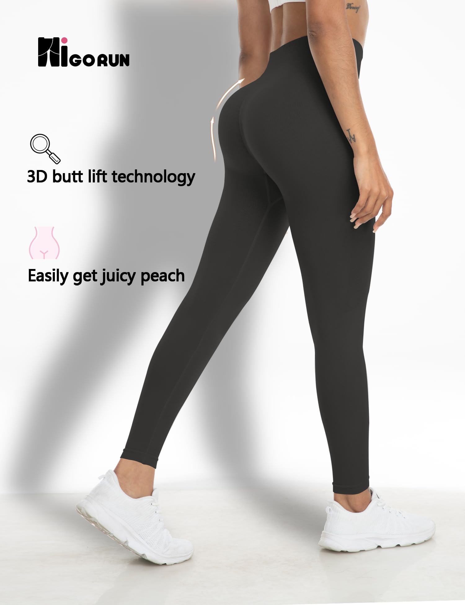 HIGORUN Women's Seamless High Waist Yoga Pants - Tummy Control Scrunch Butt Lifting Workout Leggings for Gym, Running & Lounge Wear