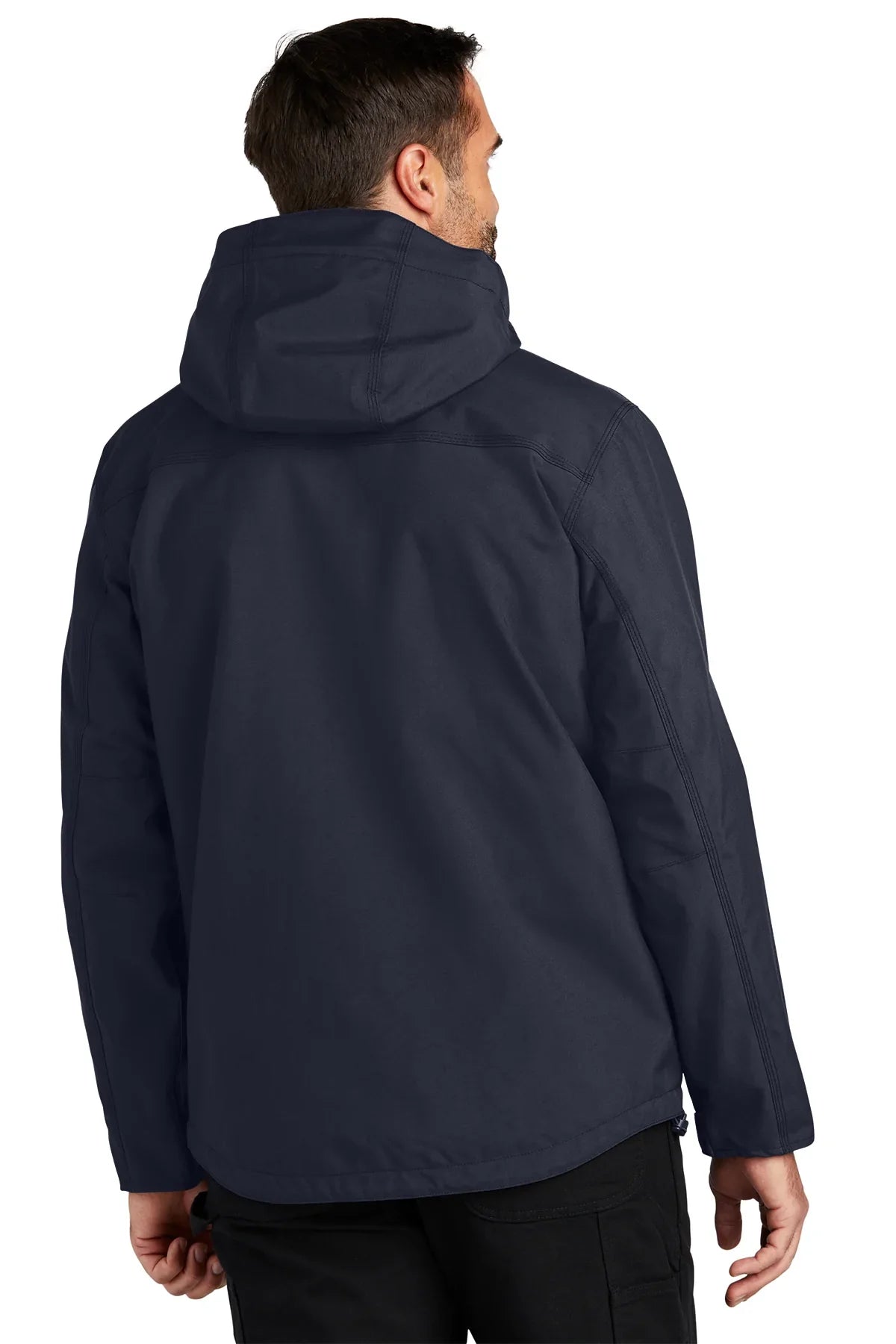 Carhartt Shoreline Jacket for Men - Waterproof Windbreaker with Hood, Navy Blue - Outdoor Work, Hiking & Fishing Jacket