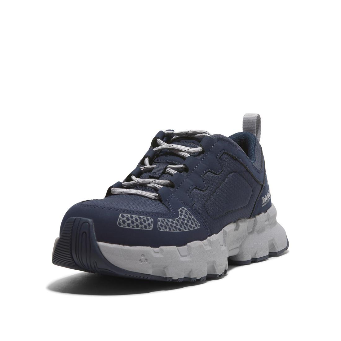 PowerTrain EV Composite Toe Work Shoes for Men - Slip Resistant & Lightweight Safety Shoes - Electric Blue - Ideal for Construction, Warehouse & Industrial Work
