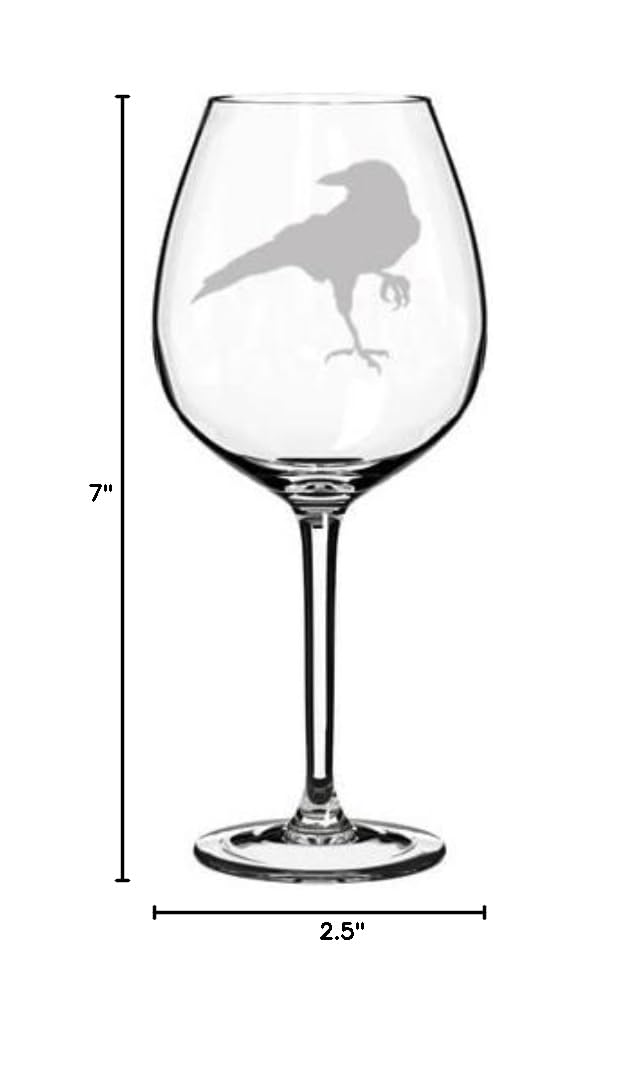 20 oz Jumbo Wine Glass Goblet - Elegant Crow Raven Blackbird Design - Perfect for Halloween Parties, Gothic Decor & Wine Tasting Events