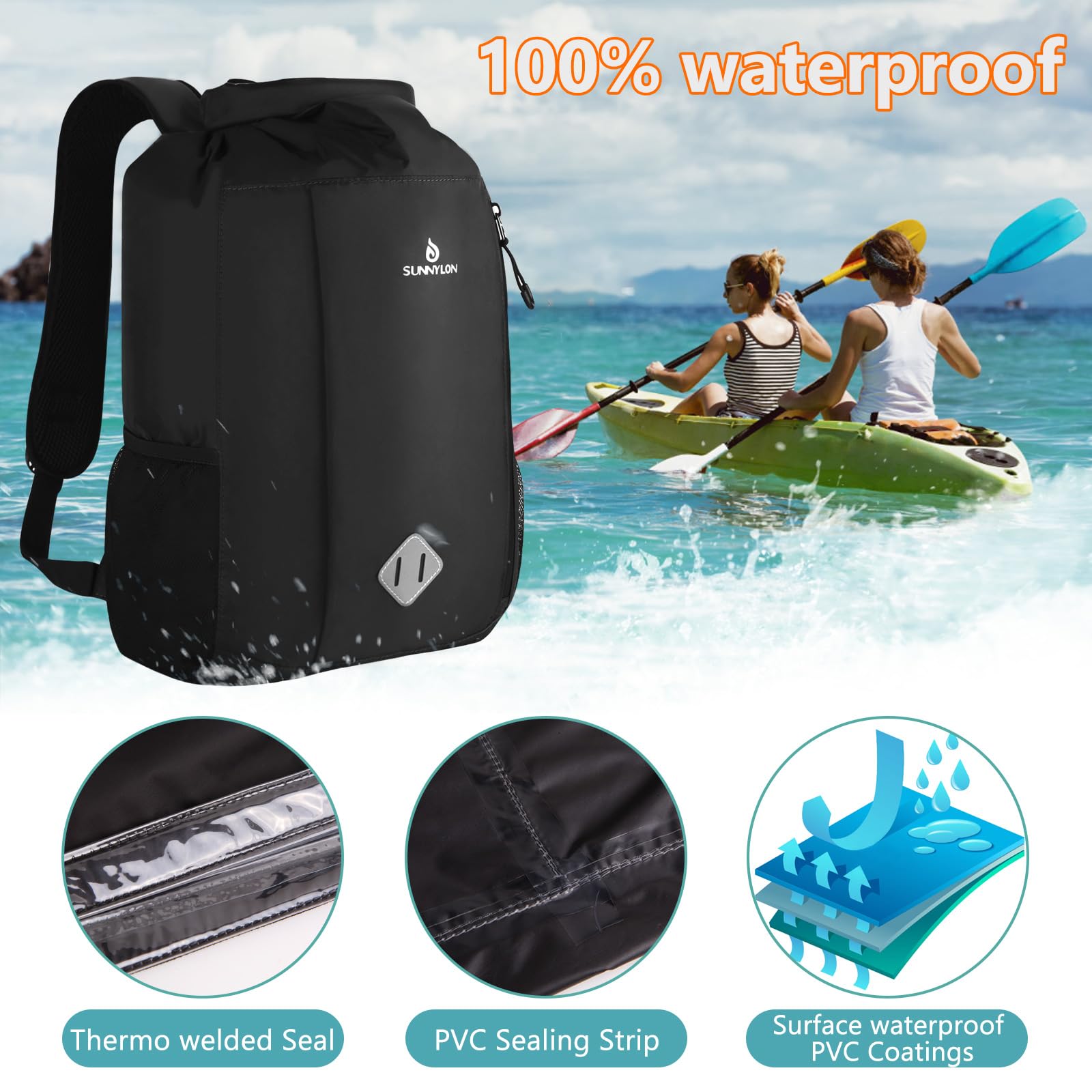 20L Waterproof Dry Bag Backpack with Waist Pouch & Phone Case - Roll Top Design for Kayaking, Boating, Beach, Rafting, Hiking, Camping, Fishing - Perfect for Outdoor Adventures and Water Sports