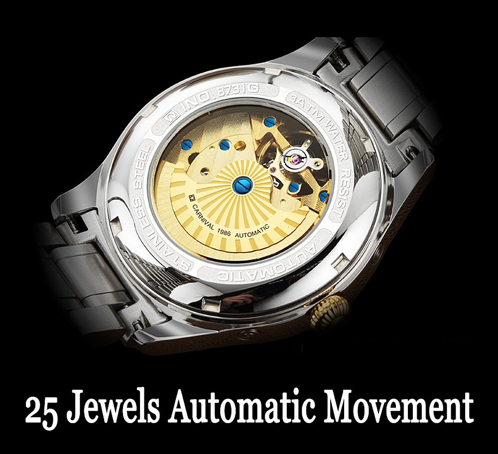 Luxury PASOY Men's Automatic Mechanical Tourbillon Watch - Stainless Steel Case, Blue Dial with Date & Diamond Markers (Gold) - Perfect for Business, Formal Events & Gift Giving