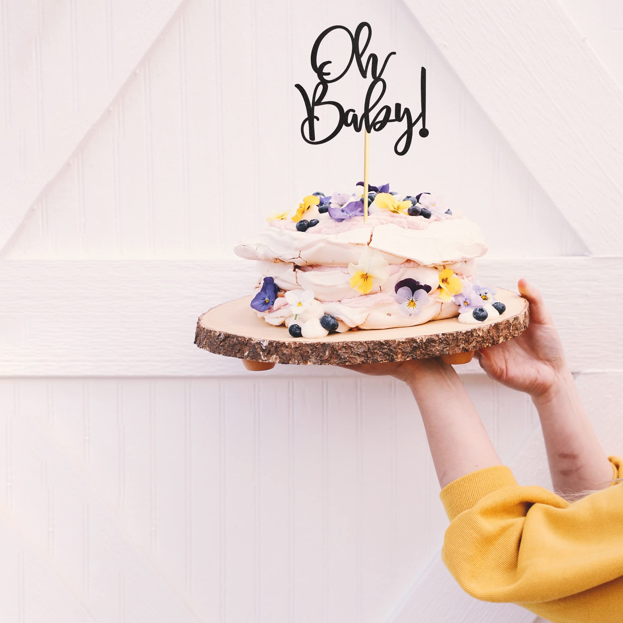 Baby Shower Cake Toppers - Black Glitter Cake Picks for Baby Shower & Kids Birthday Party Decorations | Perfect for Celebrations, Gender Reveals & 1st Birthday Parties