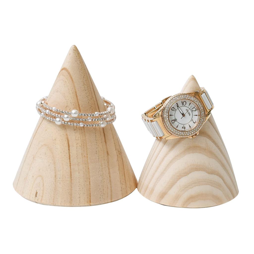 Unfinished Wooden Cone Bracelet & Watch Display Stand - Handcrafted Jewelry Organizer for Boutique, Craft Shows & Home Decor